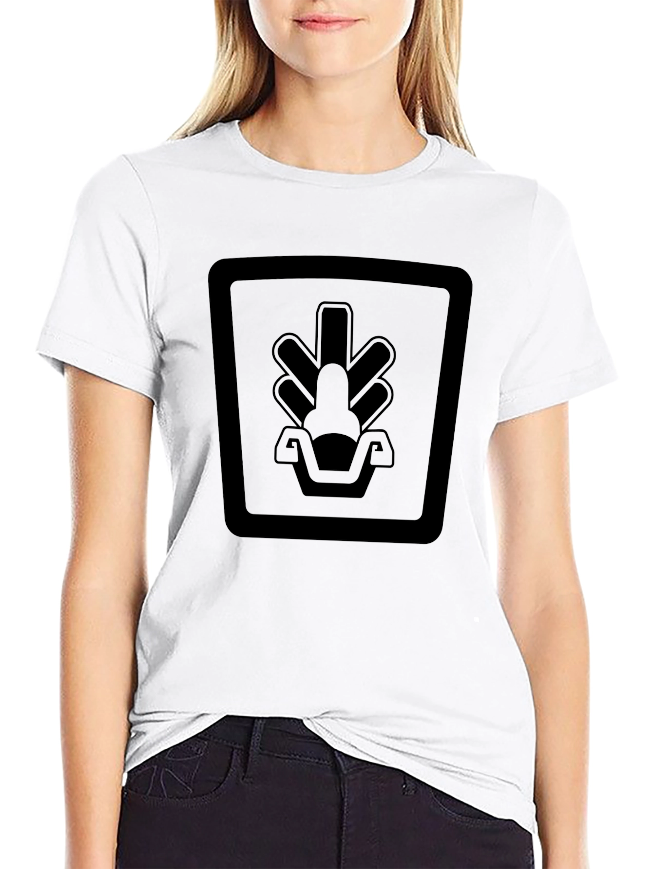 Black Modern Graphic Tee - Black Square Design view 9