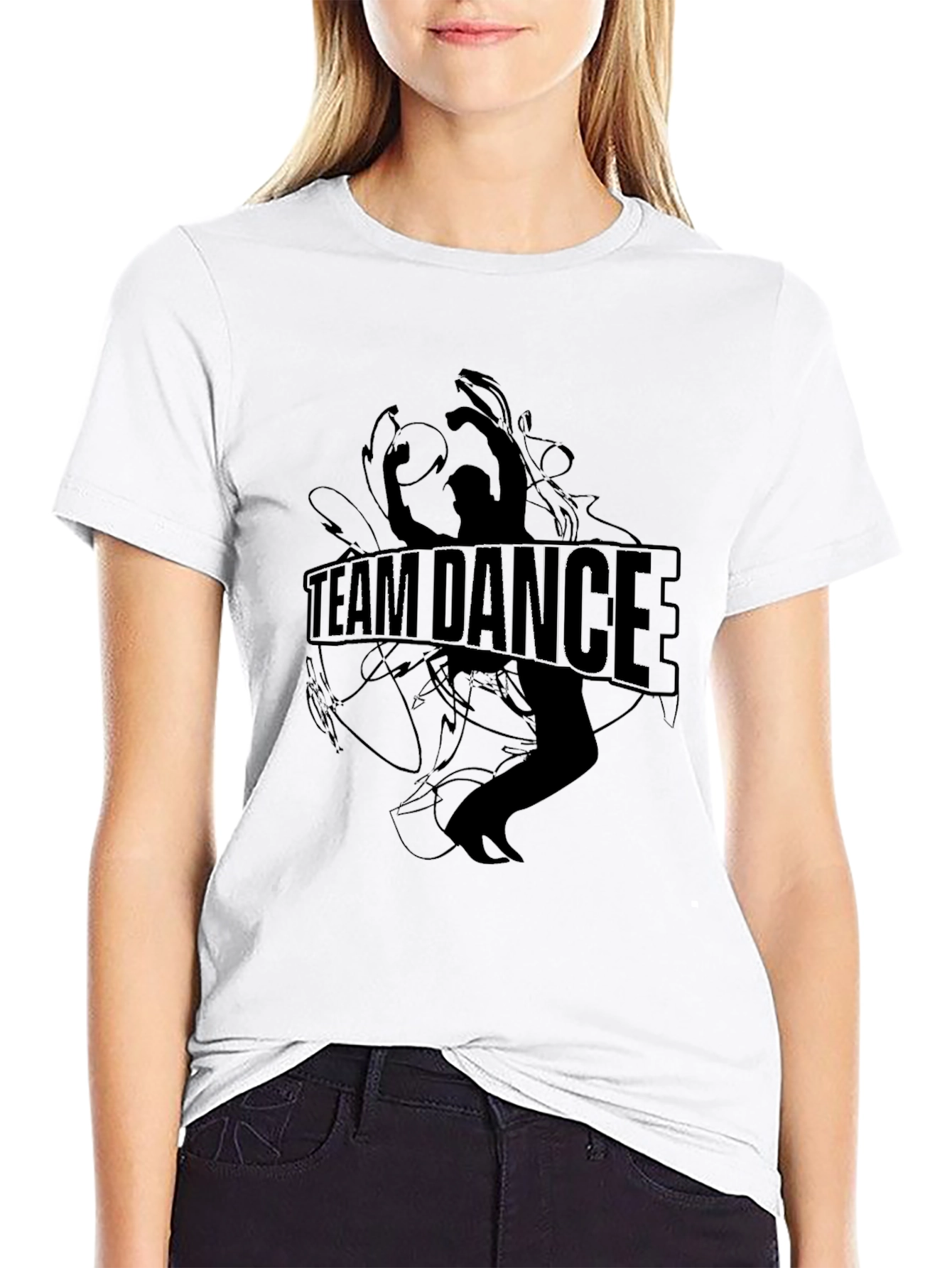 Black Team Dance Graphic Tee - Black Unisex T-Shirt view 9