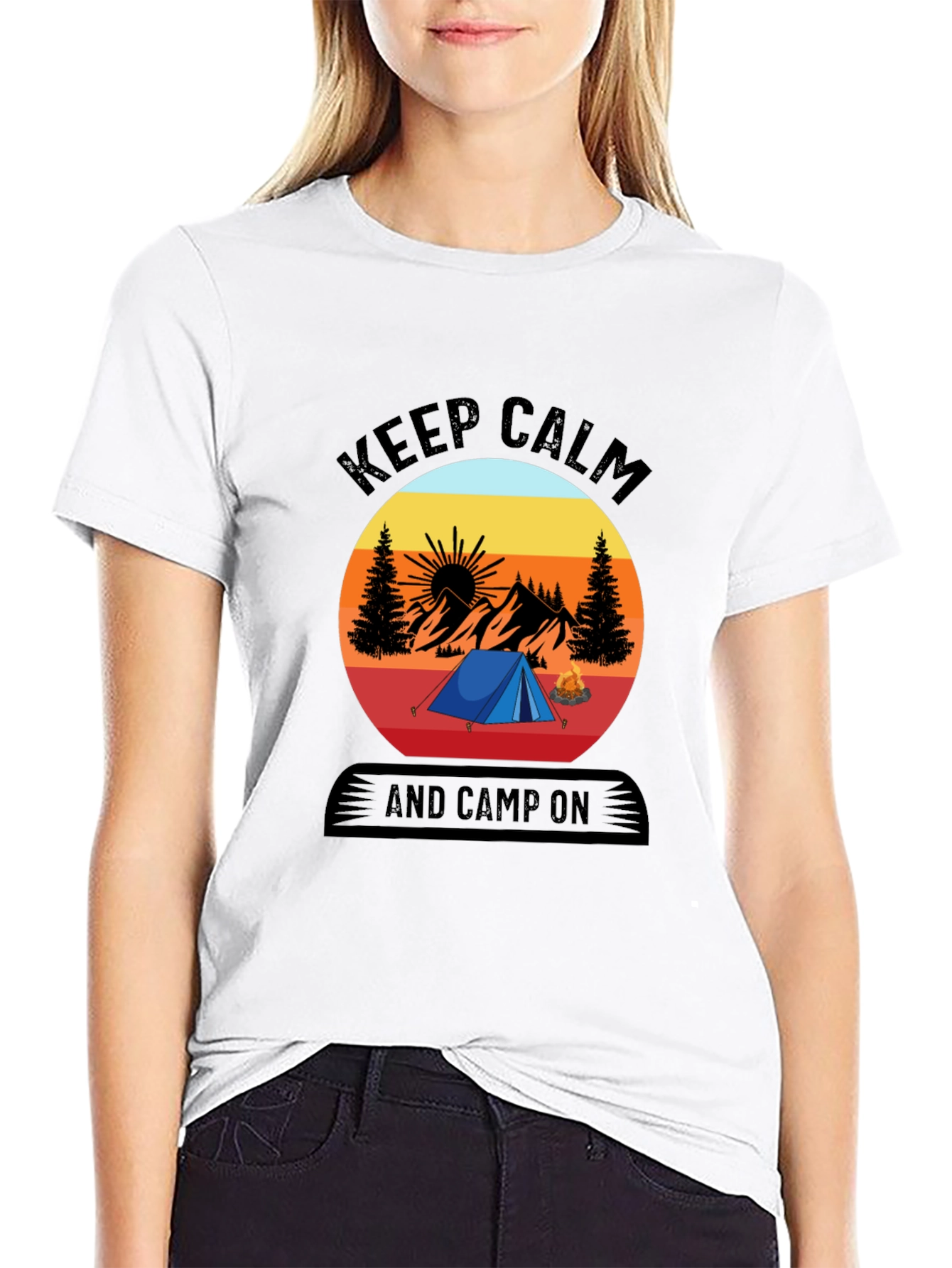 Black Keep Calm and Camp On T-Shirt view 9