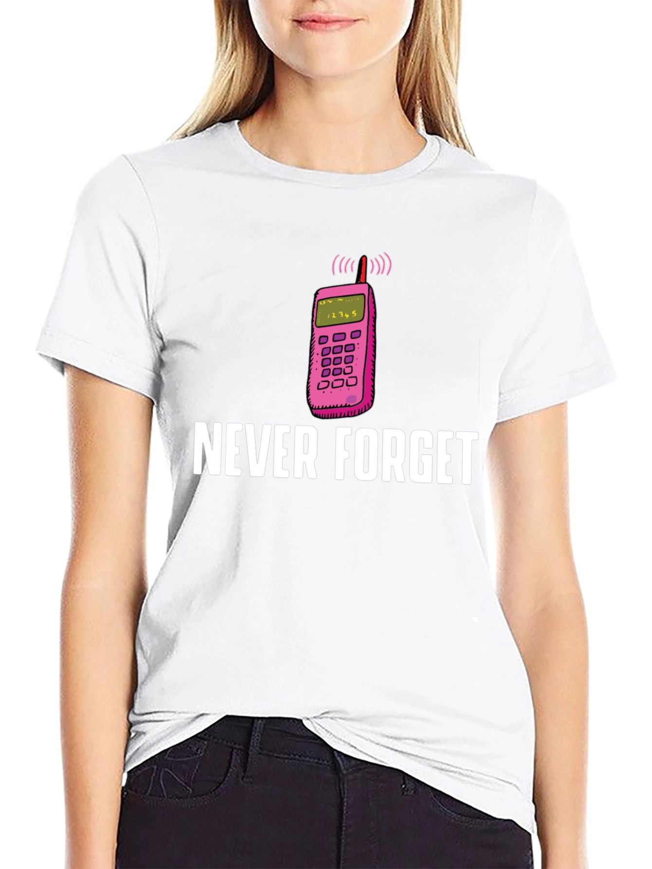 Black Retro Phone T-Shirt - Never Forget view 9