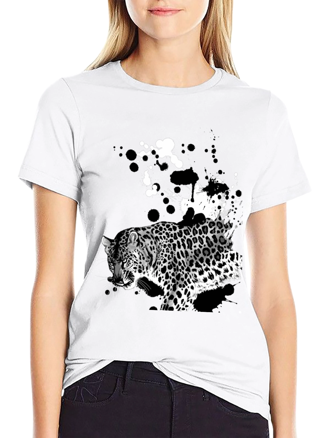 Black Leopard Print Graphic Tee view 9