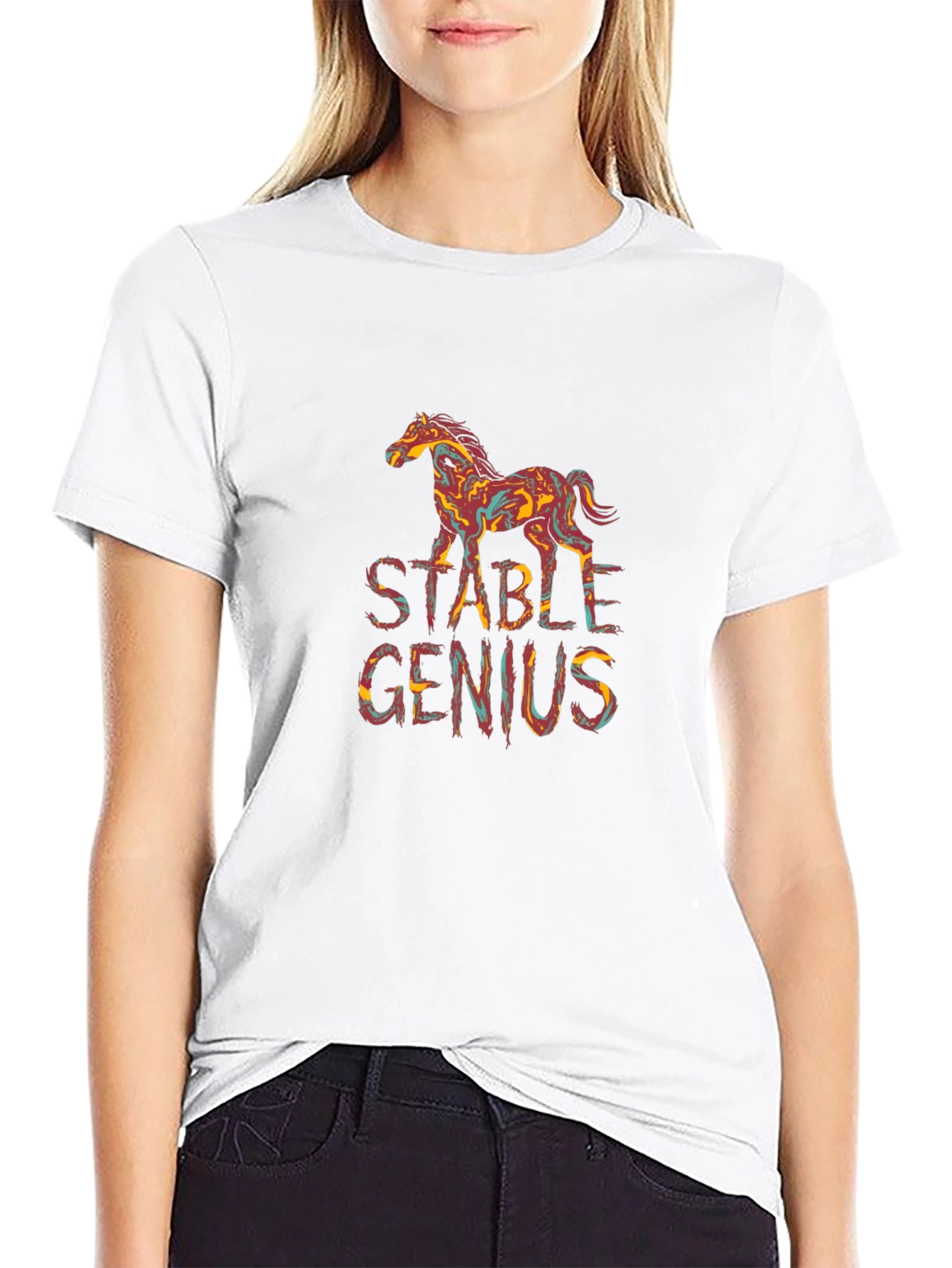 Black Stable Genius Graphic Tee - Unique Horse Design view 9