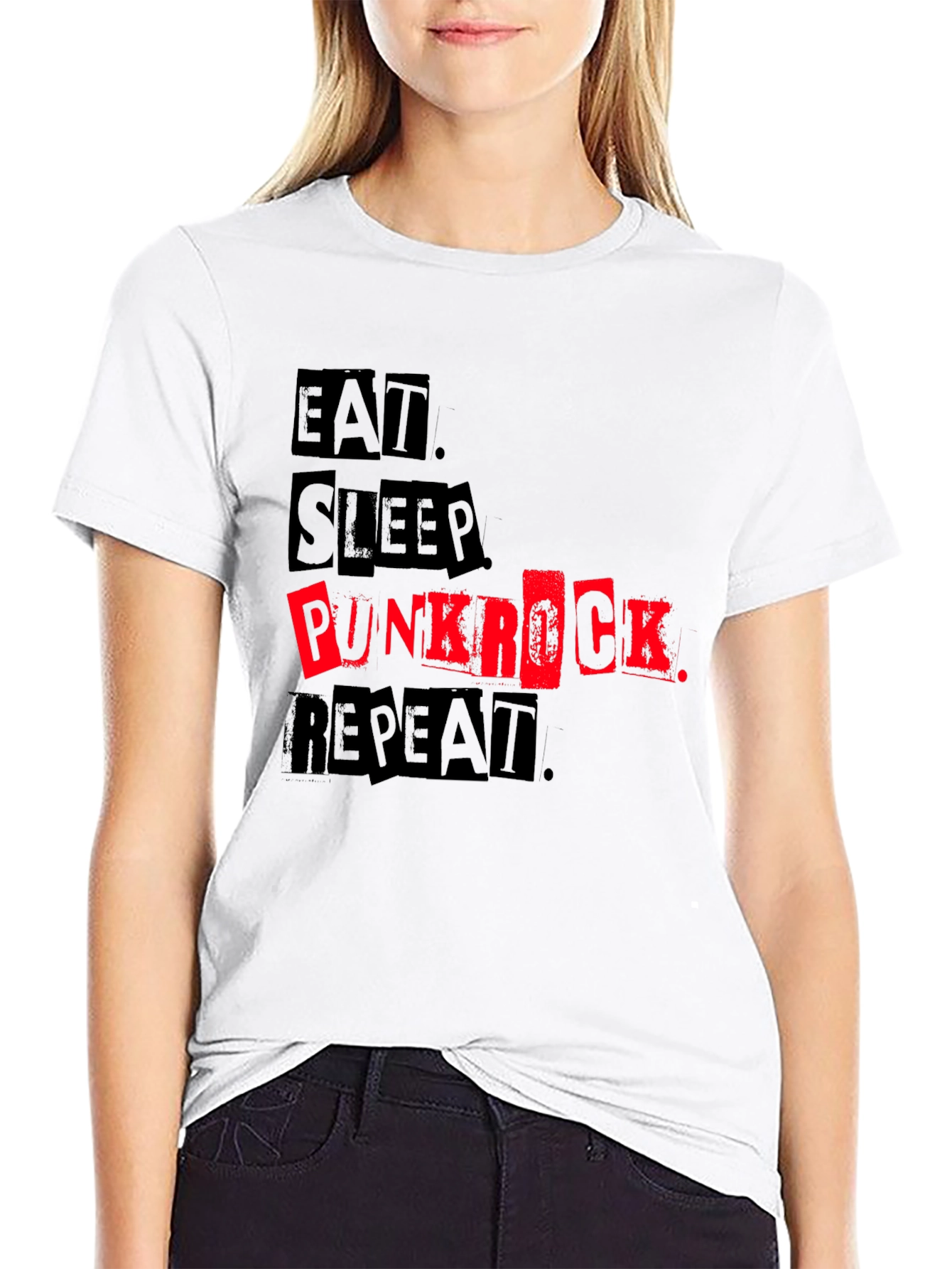 Black Eat Sleep Punk Rock Repeat Black Tee view 9