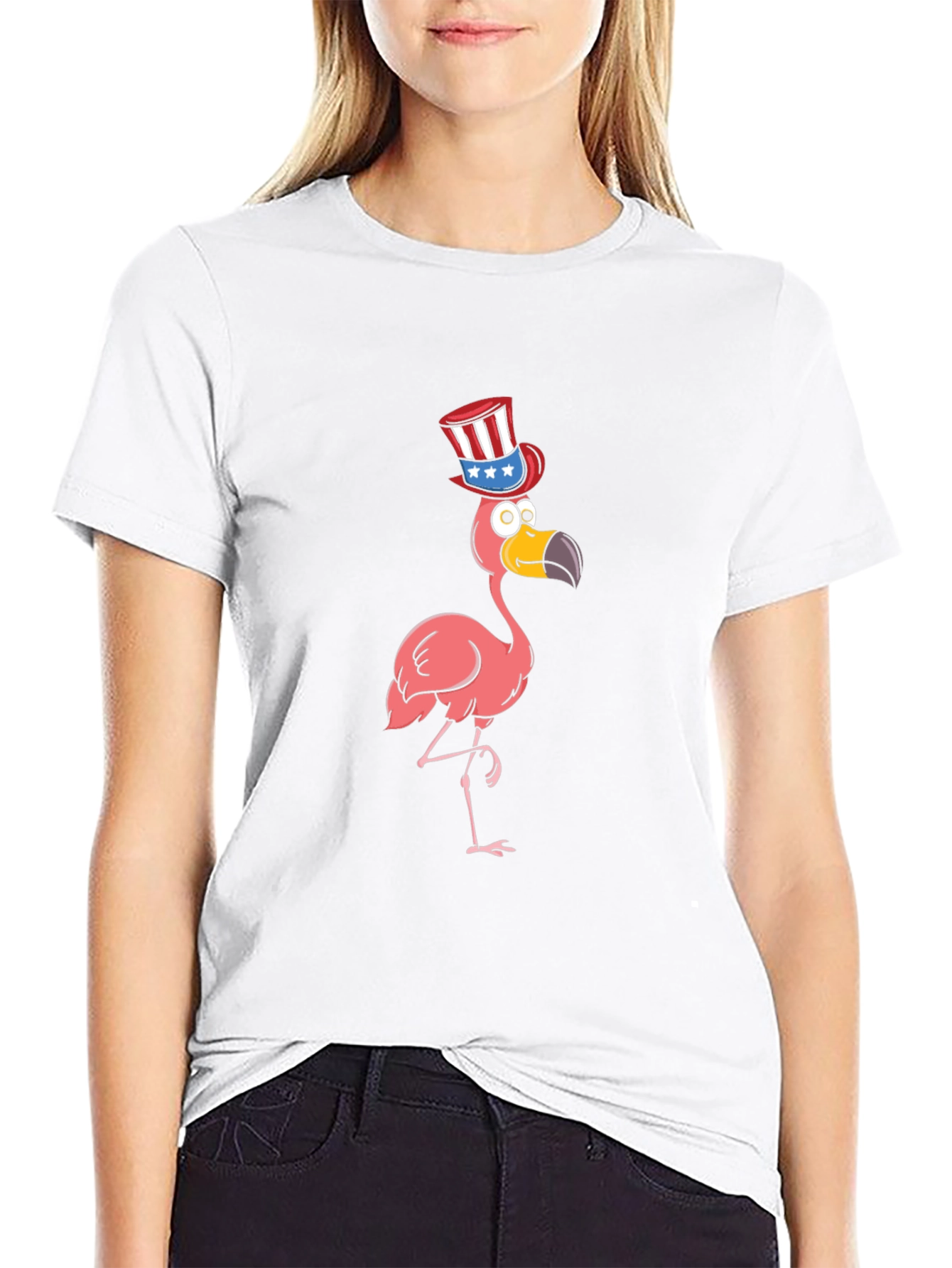 Black Patriotic Flamingo Graphic Tee view 9