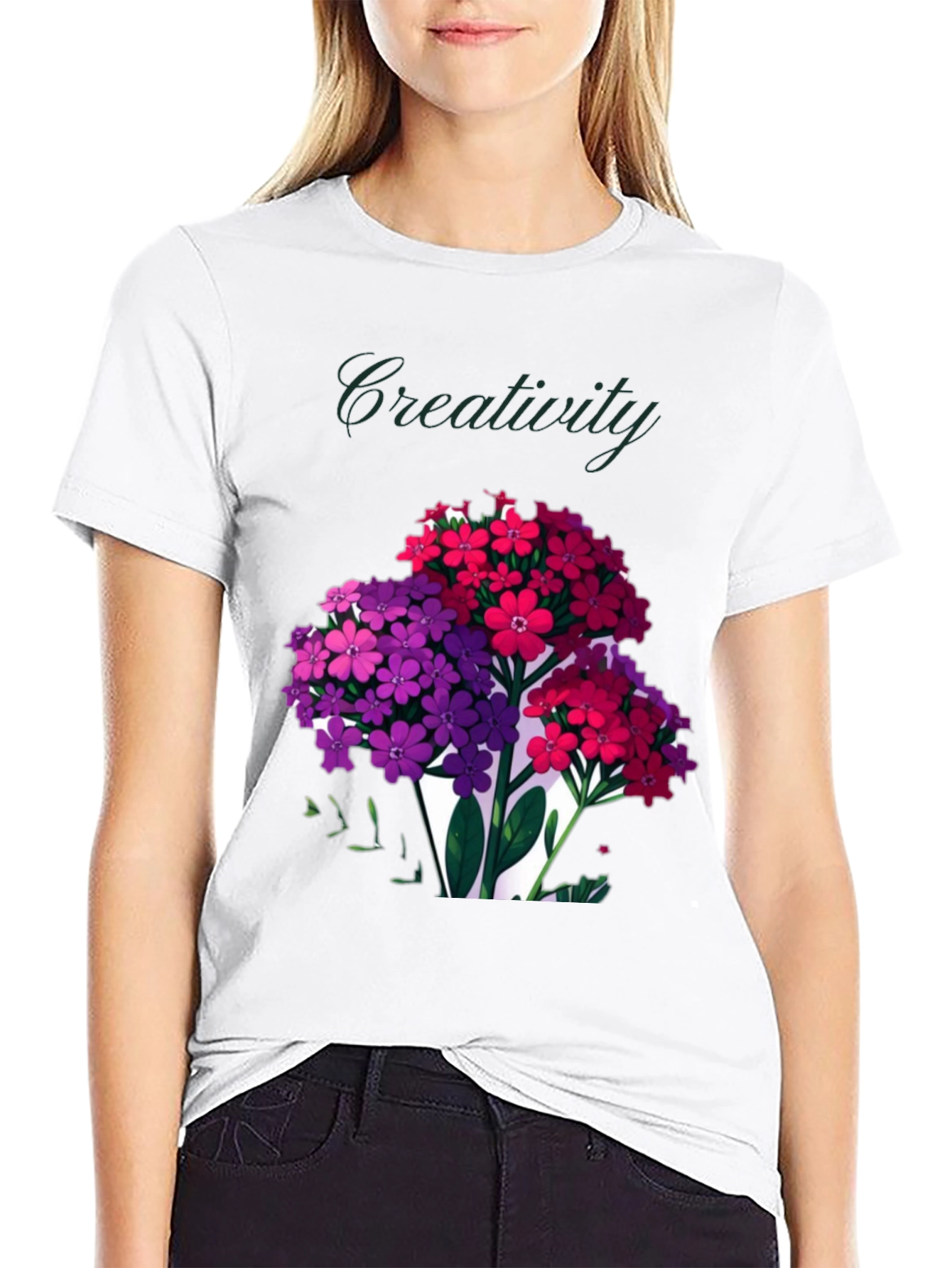 Black Creativity Blooms Graphic T-Shirt view 9