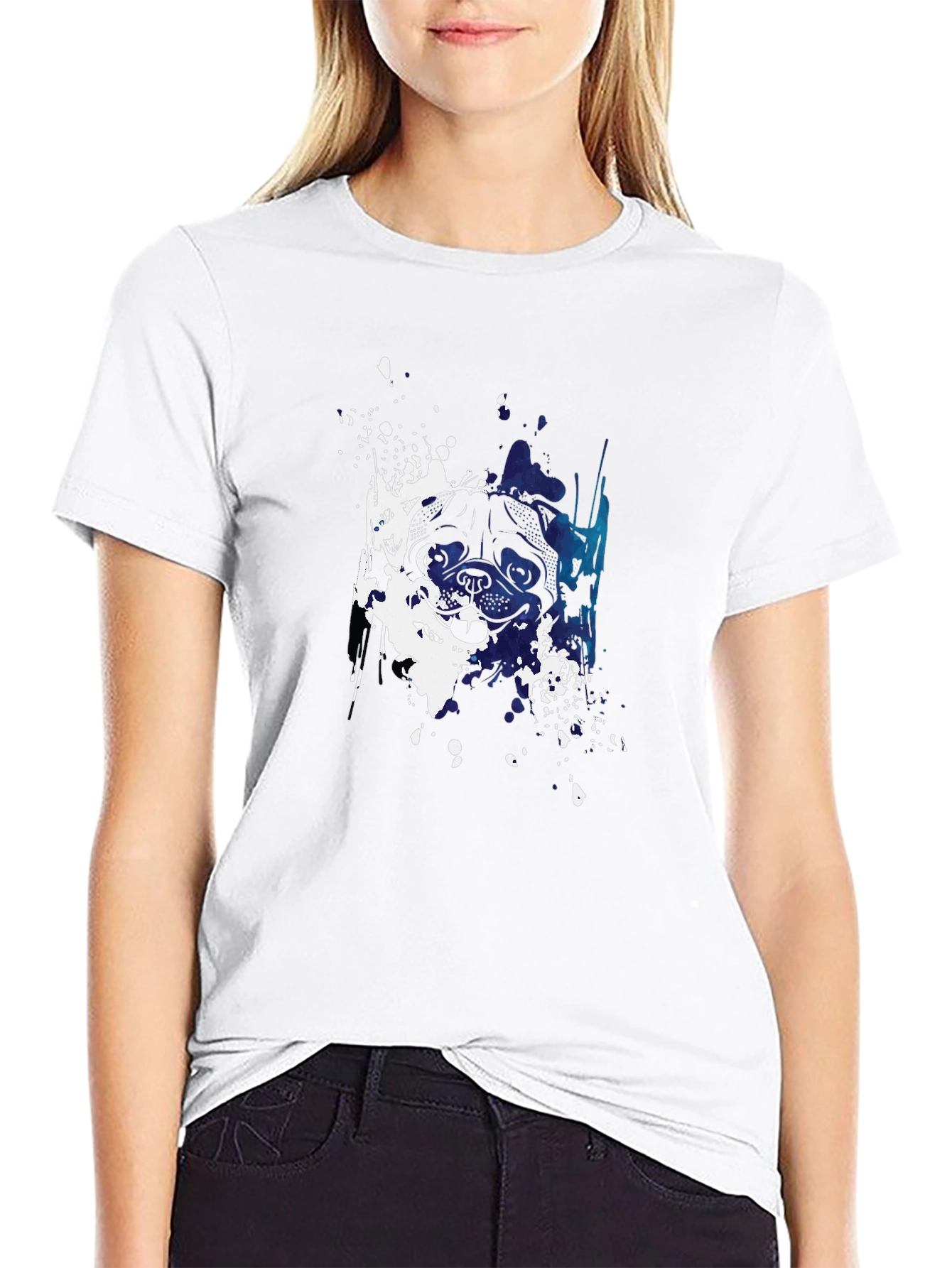 Black Dog Splatter Art Black T-Shirt view 9