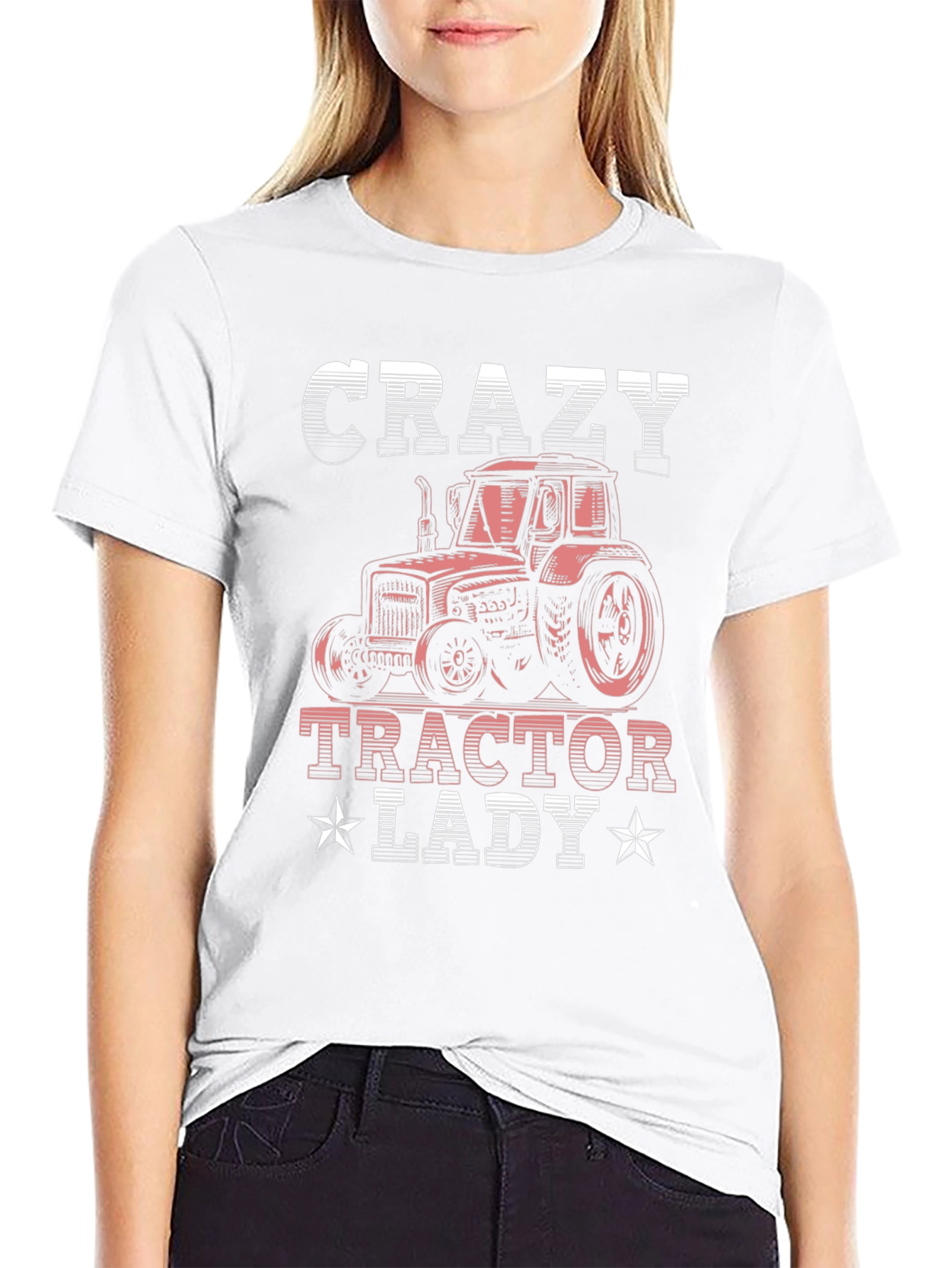 Black Crazy Tractor Lady Graphic Tee - Farm Life T-Shirt view 9