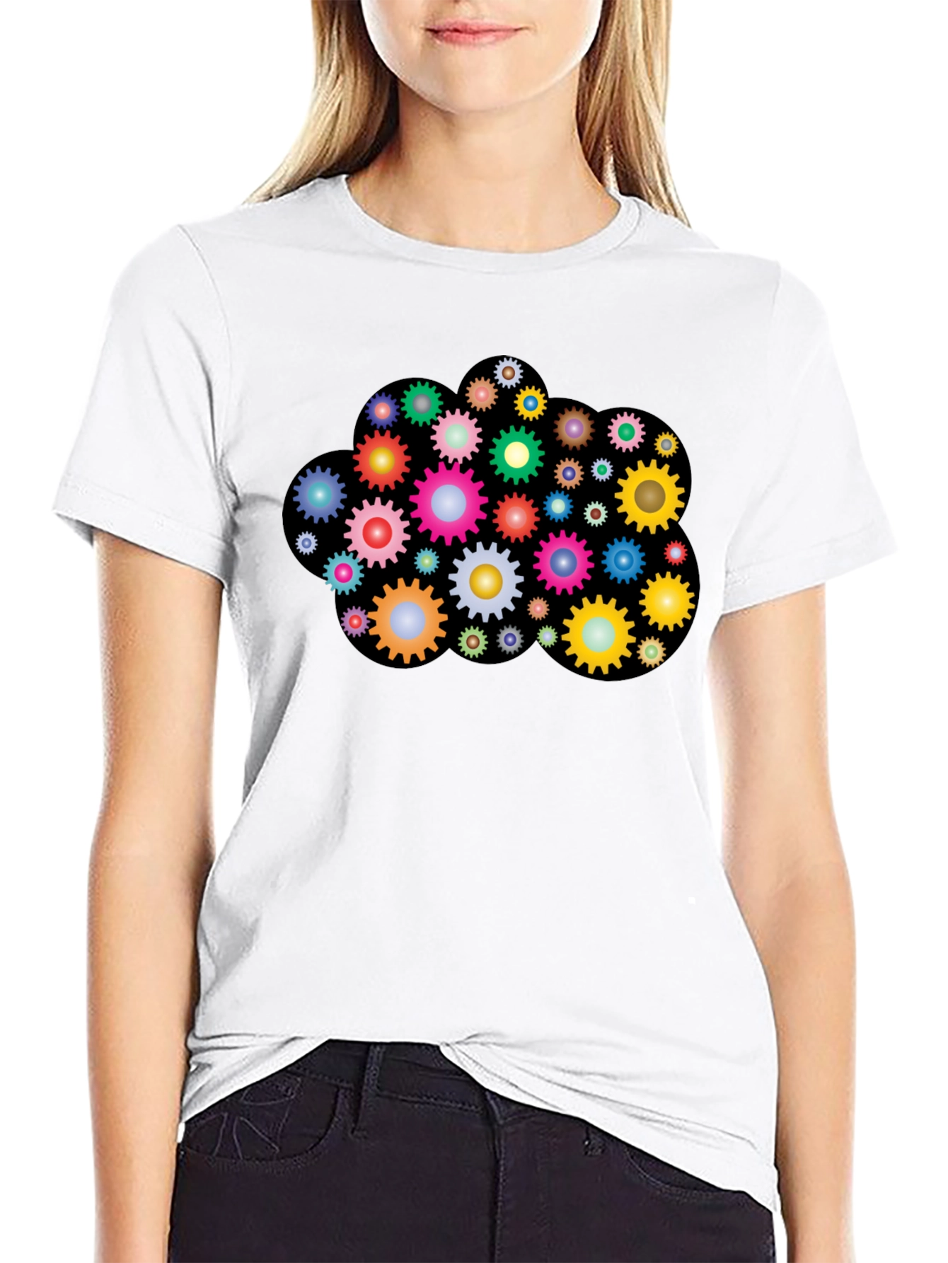 Black Gear Cloud Graphic T-Shirt - Black view 9