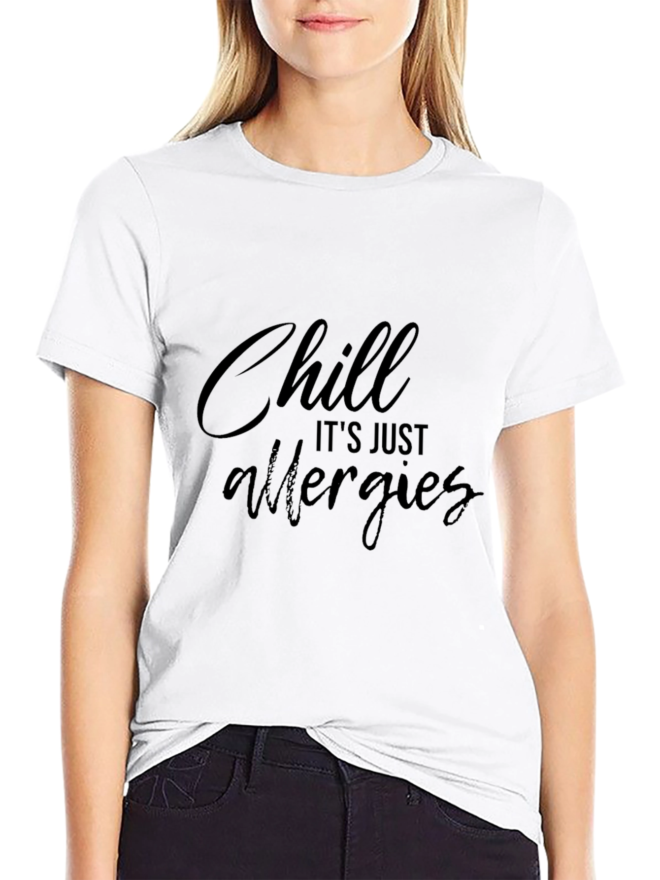 Black Chill It's Just Allergies Graphic Tee - Soft Cotton Casual T-Shirt view 9