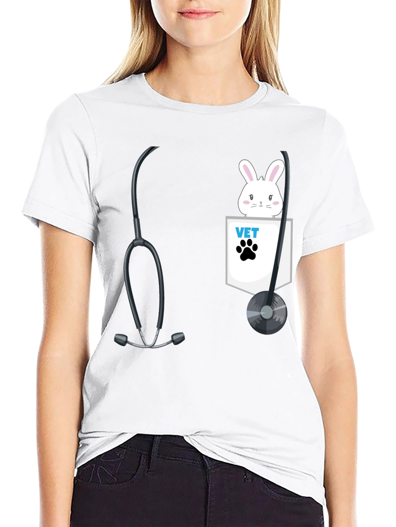 Black Vet Bunny Pocket T-Shirt view 9