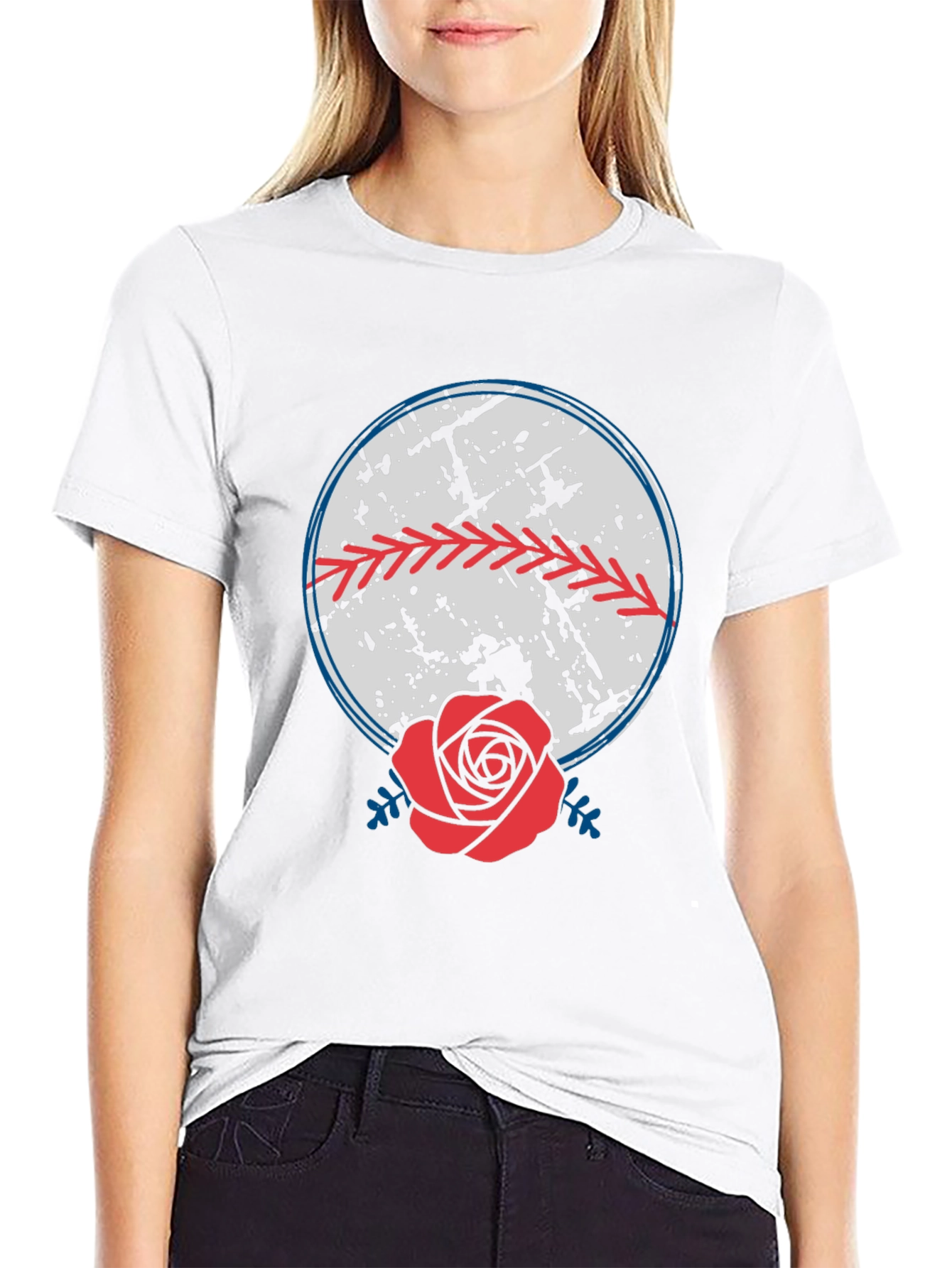 Black Baseball & Rose Graphic Tee - Stylish Comfort view 9