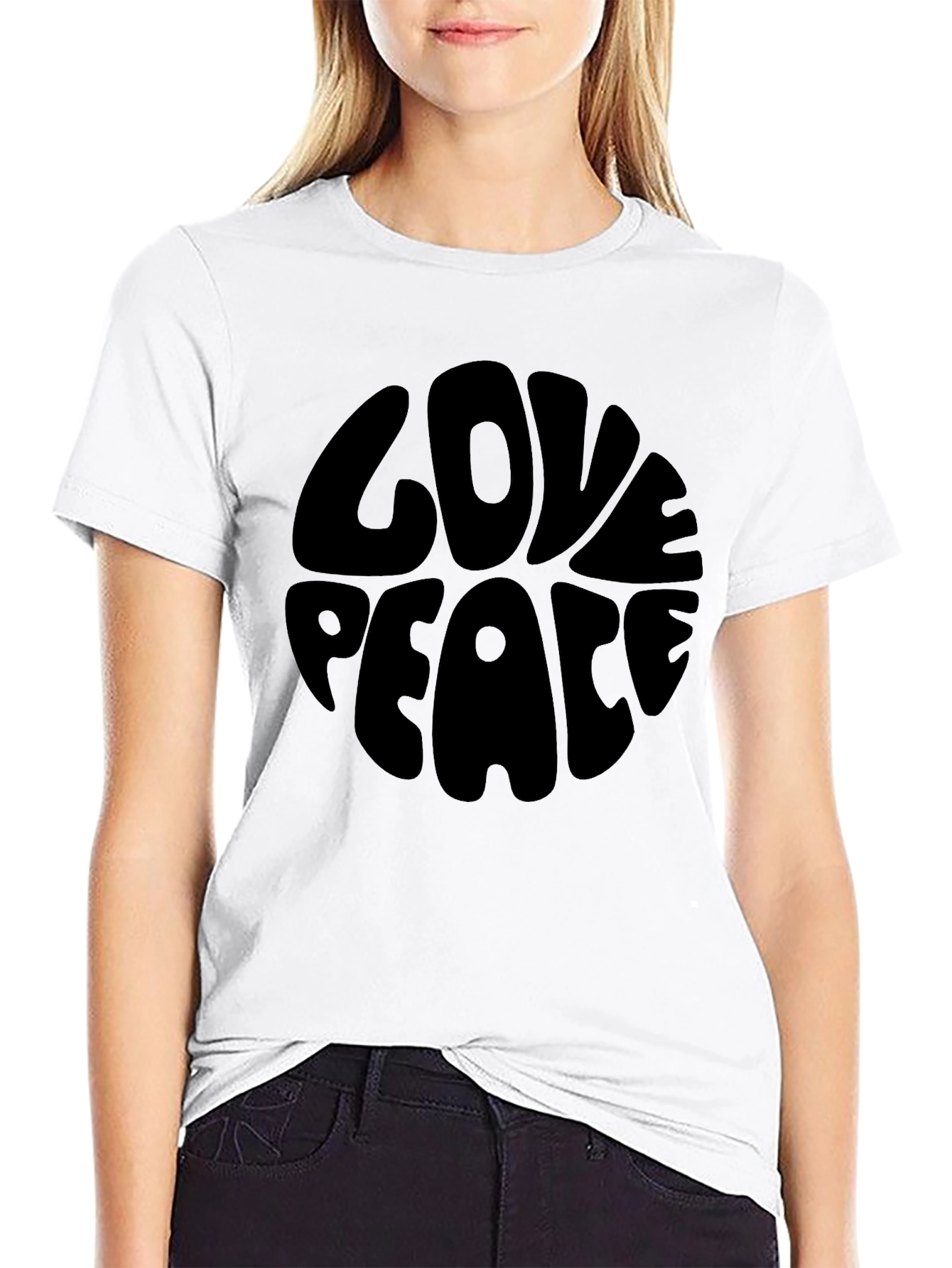 Black Love Peace Graphic T-Shirt - Black view 9