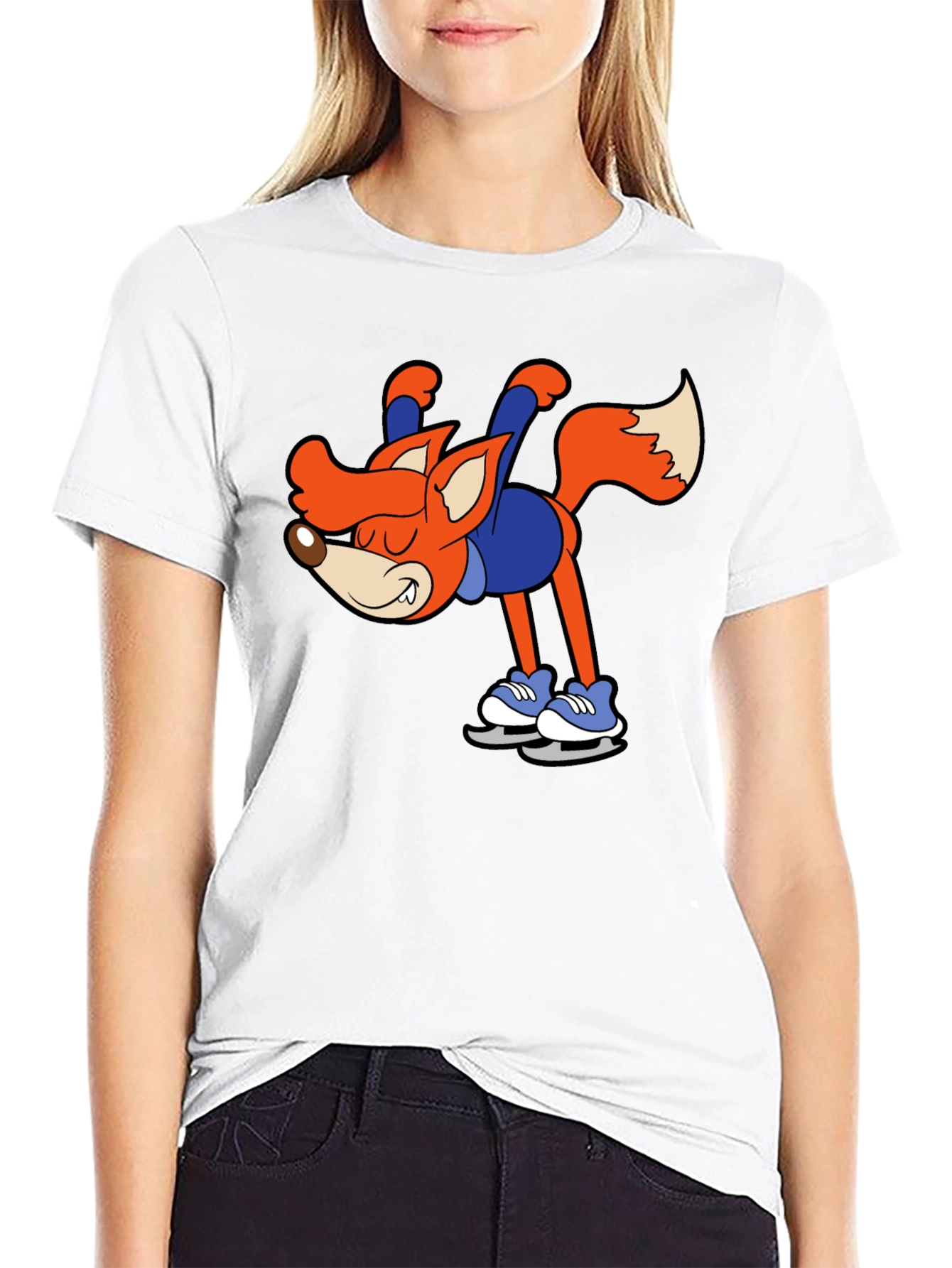 Black Skating Fox Graphic T-Shirt view 9