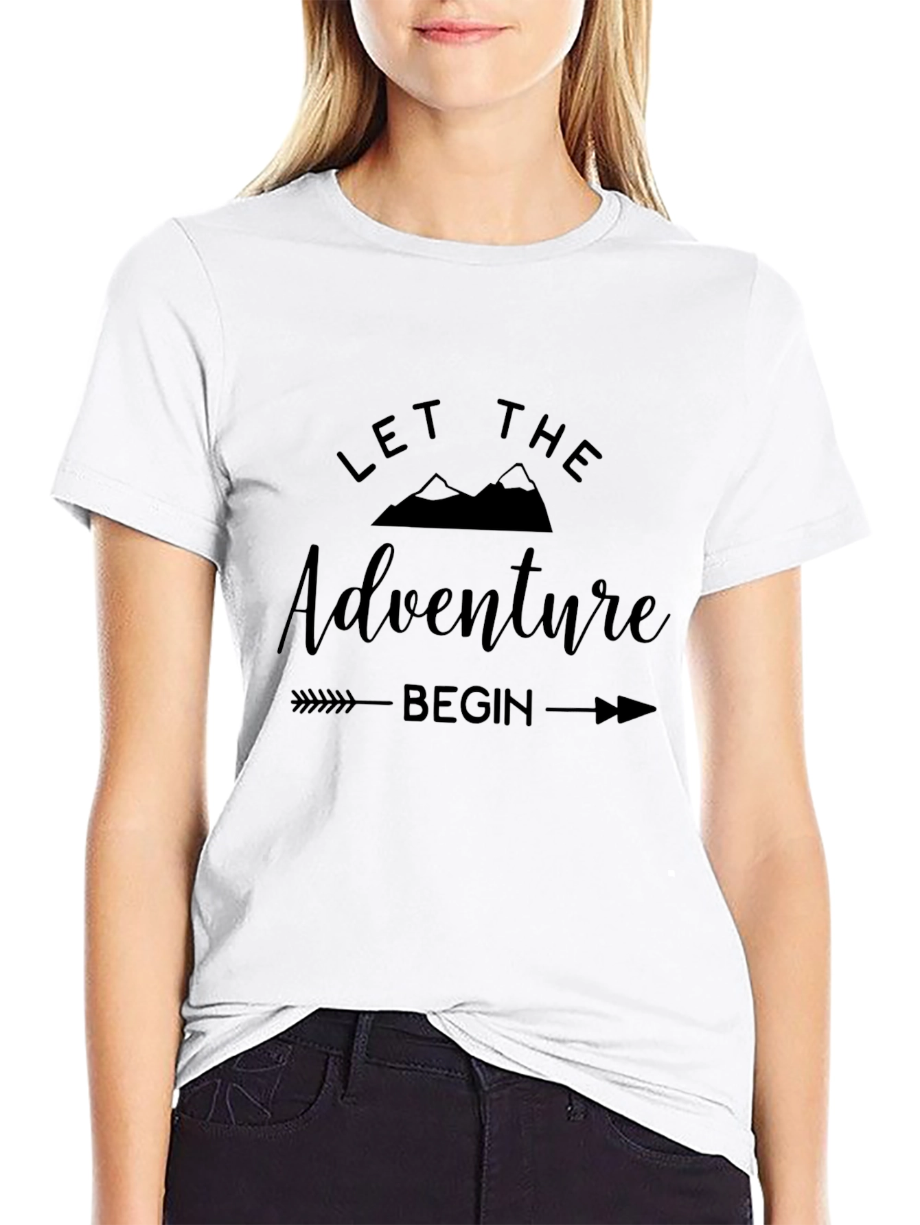 Black Adventure Begins T-Shirt - Mountains Design view 9