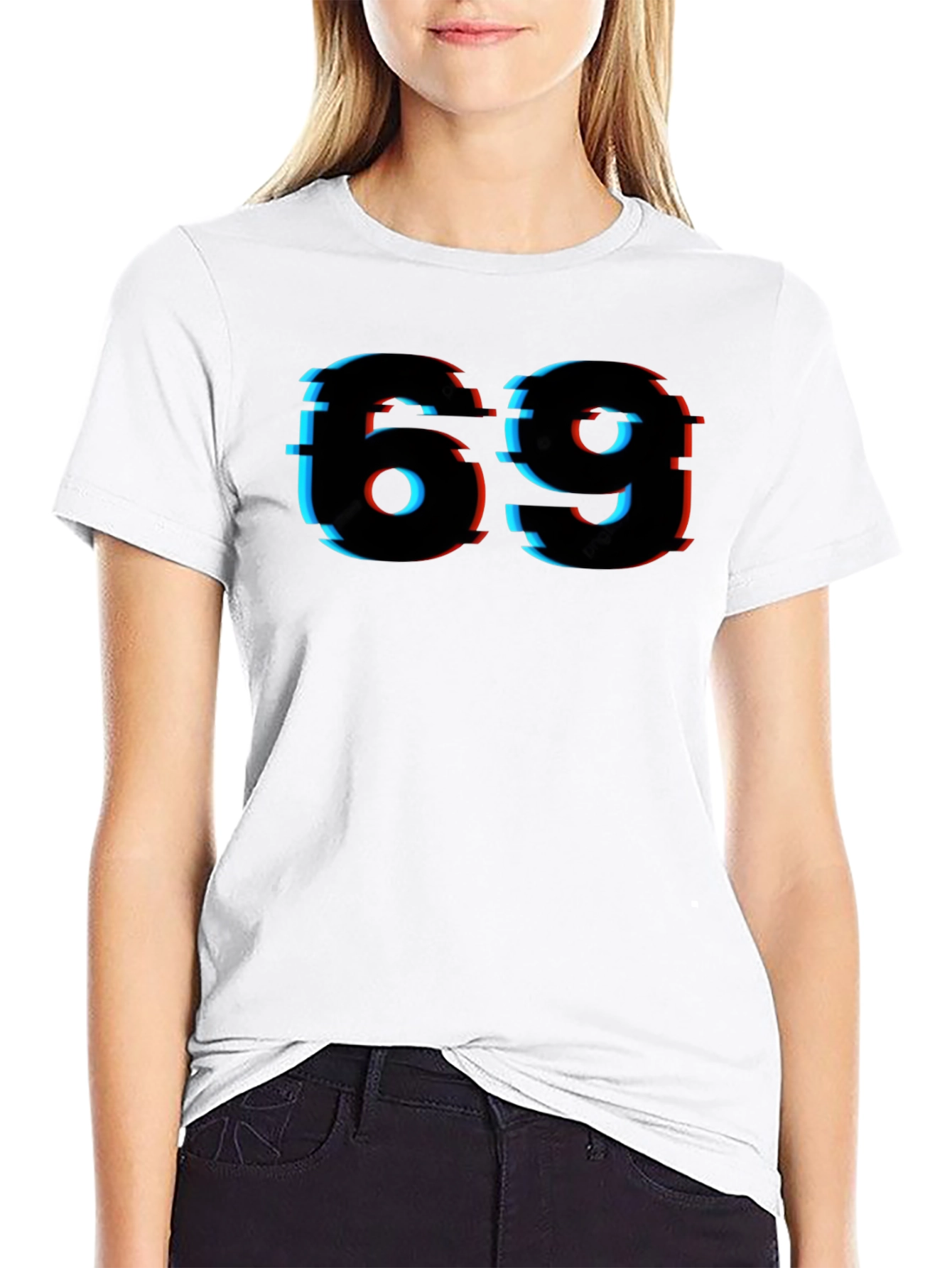 Black Edgy Glitch 69 Graphic T-Shirt view 9