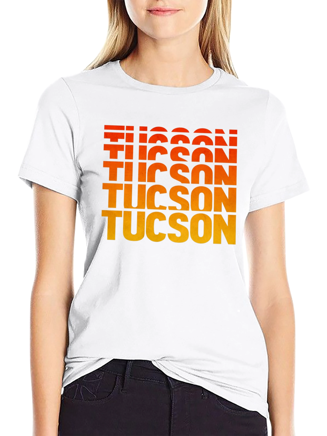 Black Tucson Gradient Text Graphic Tee - Retro Style view 9