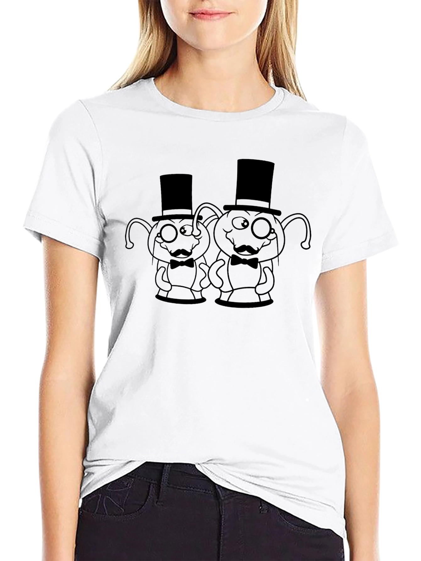 Black Dapper Alien Duo Graphic Tee - Black Cotton T-Shirt view 9