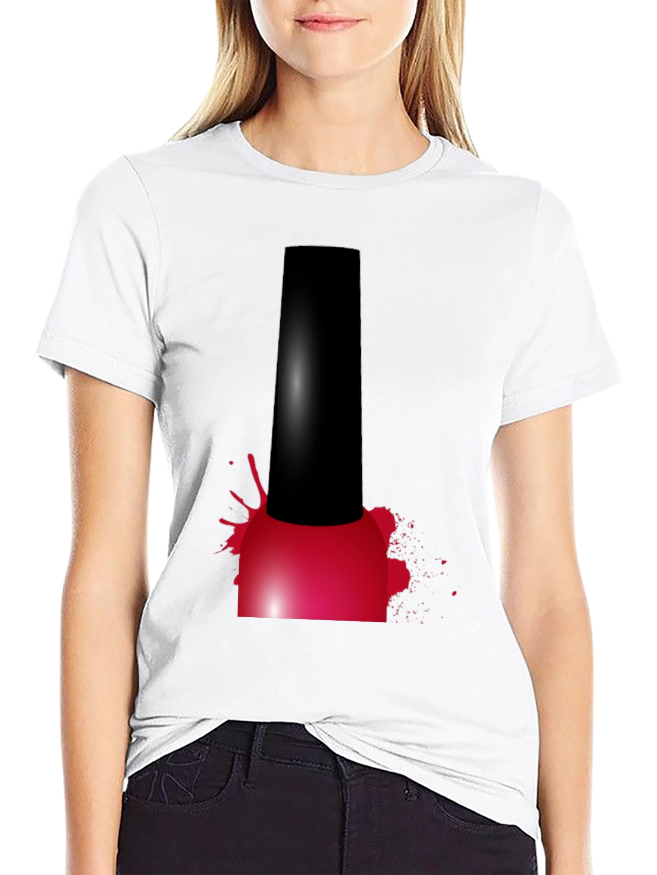 Black Nail Polish Splatter Graphic T-Shirt view 9