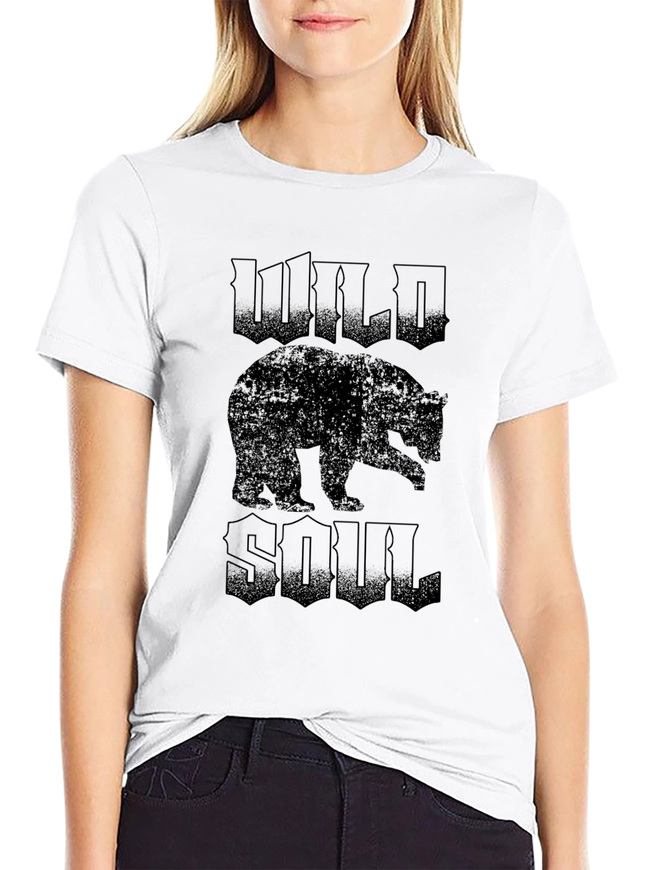 Black Wild Soul Bear Graphic Tee - Black view 9