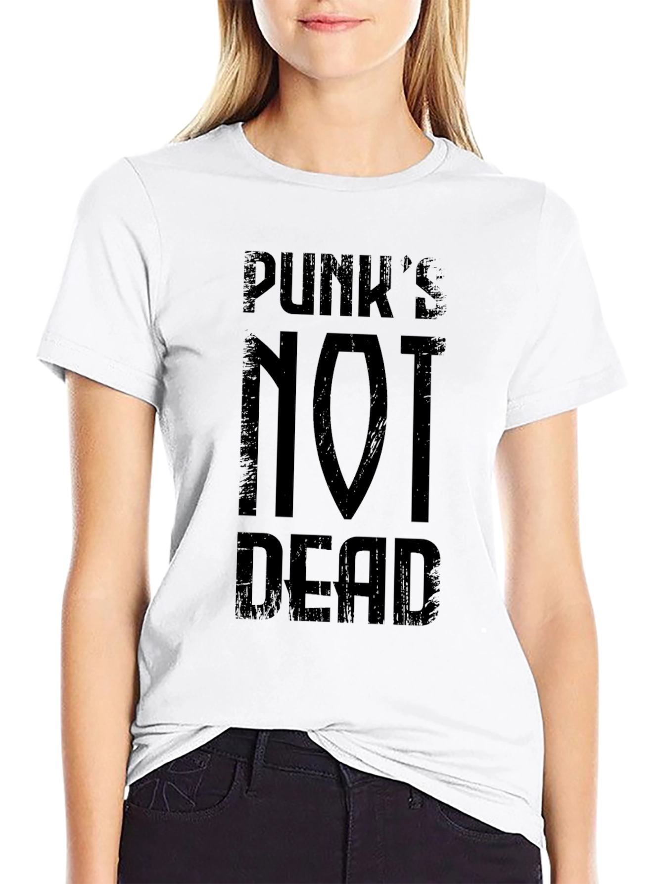 Black Punk's Not Dead Graphic Tee - Black Cotton T-Shirt view 9