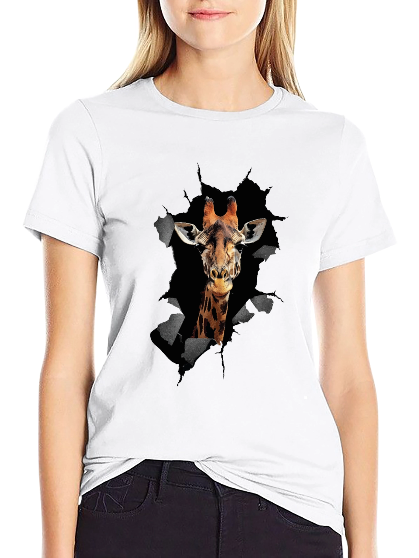 Black Giraffe Graphic Print Men's T-Shirt view 9