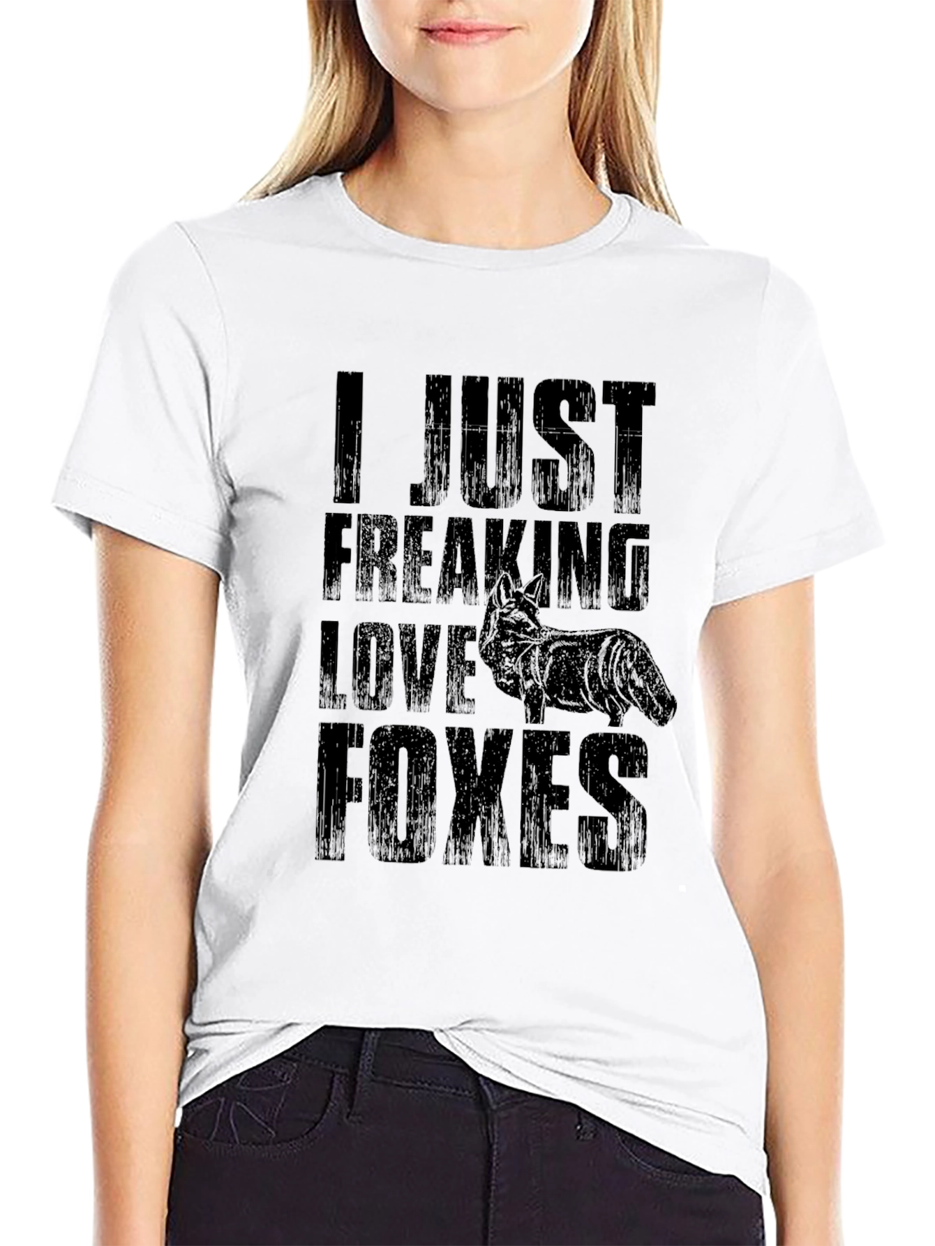 Black I Love Foxes Graphic Tee - Unisex Black T-Shirt view 9