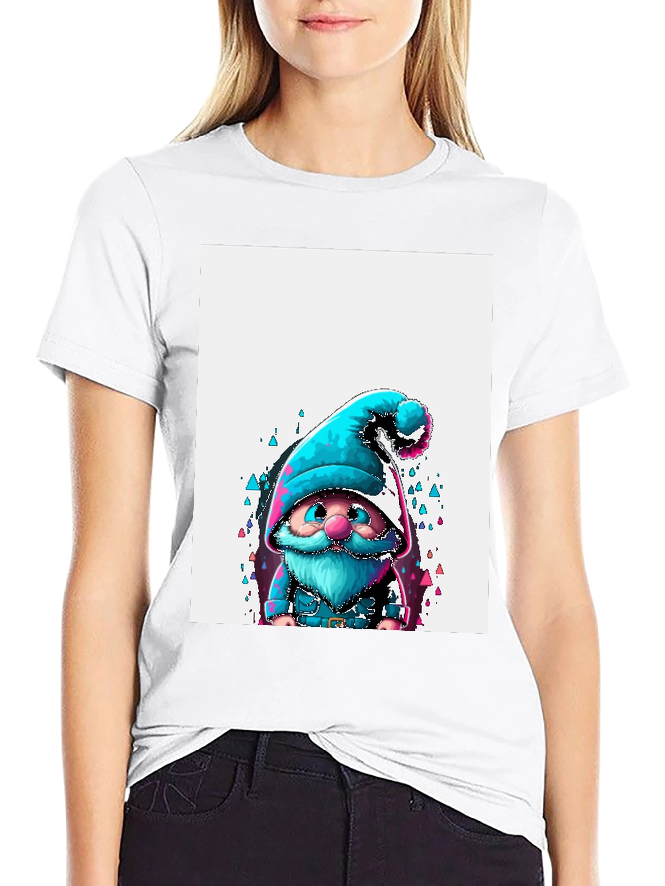 Black Whimsical Gnome Graphic Tee - Black Unisex T-Shirt view 9