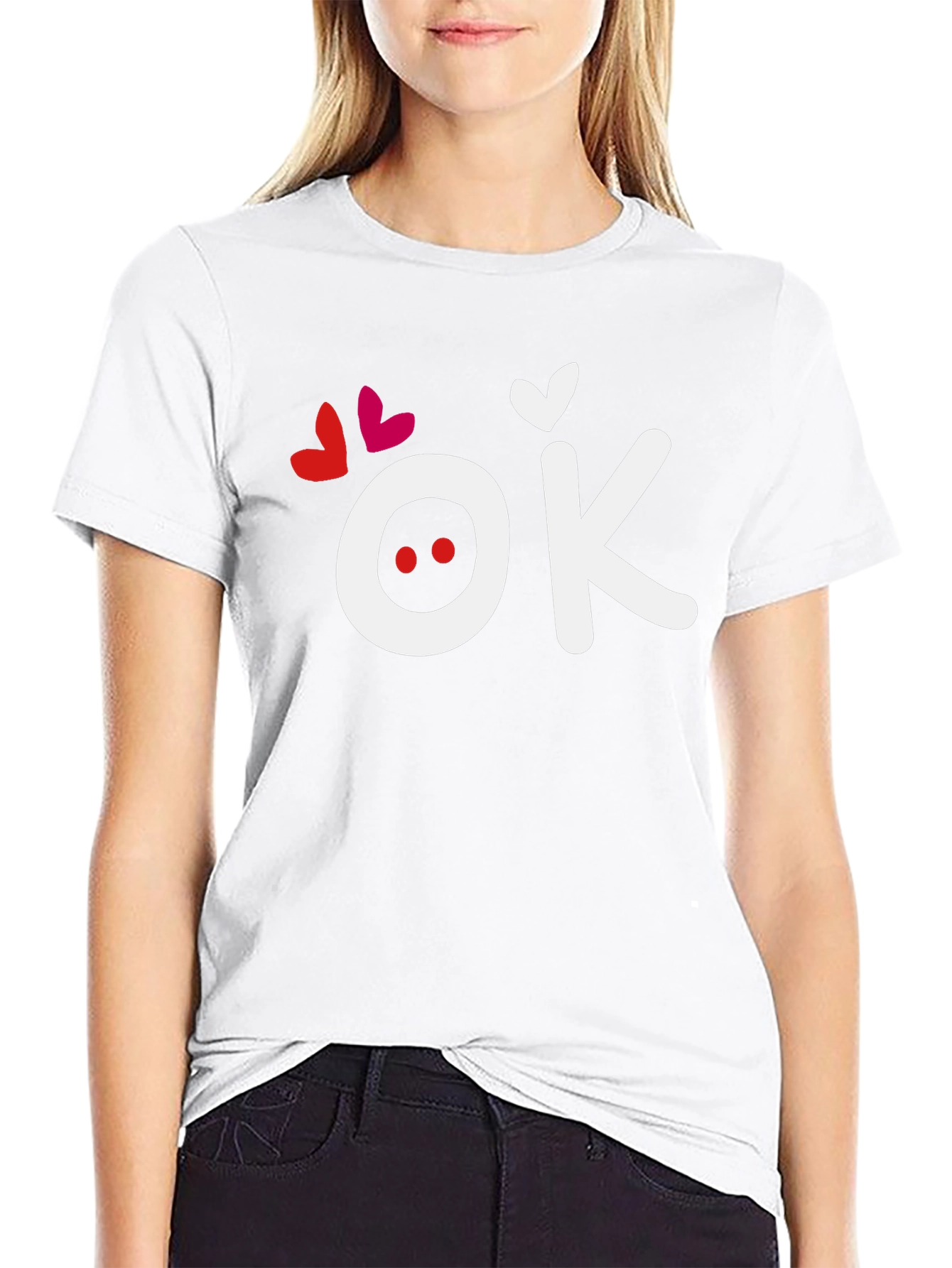 Black OK Hearts Graphic Tee - Soft Black T-Shirt view 9