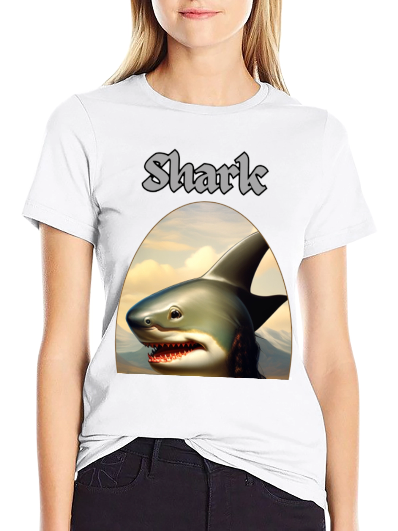 Black Shark Graphic Tee - Black Novelty T-Shirt view 9