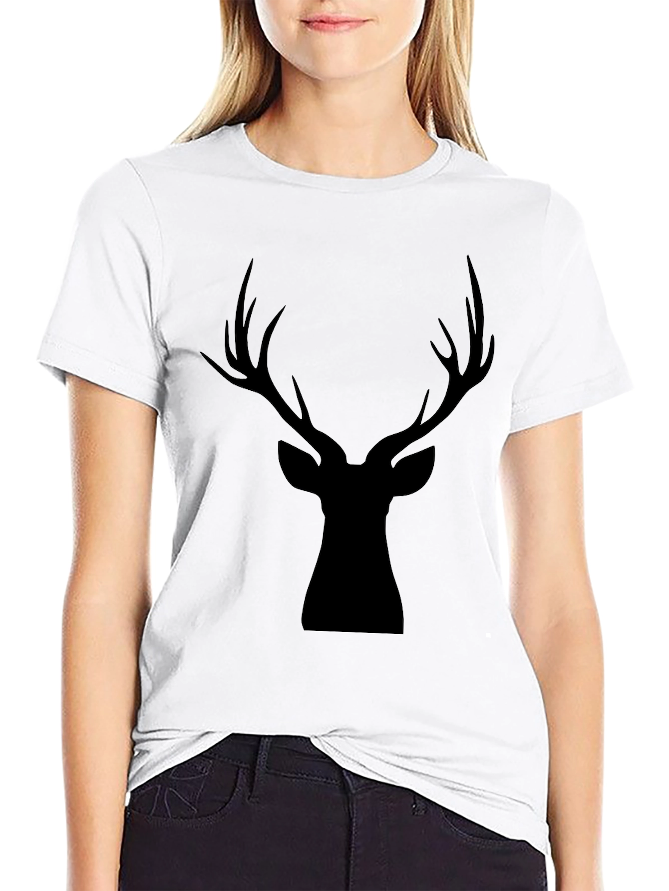 Black Black Deer Silhouette Graphic Tee view 9
