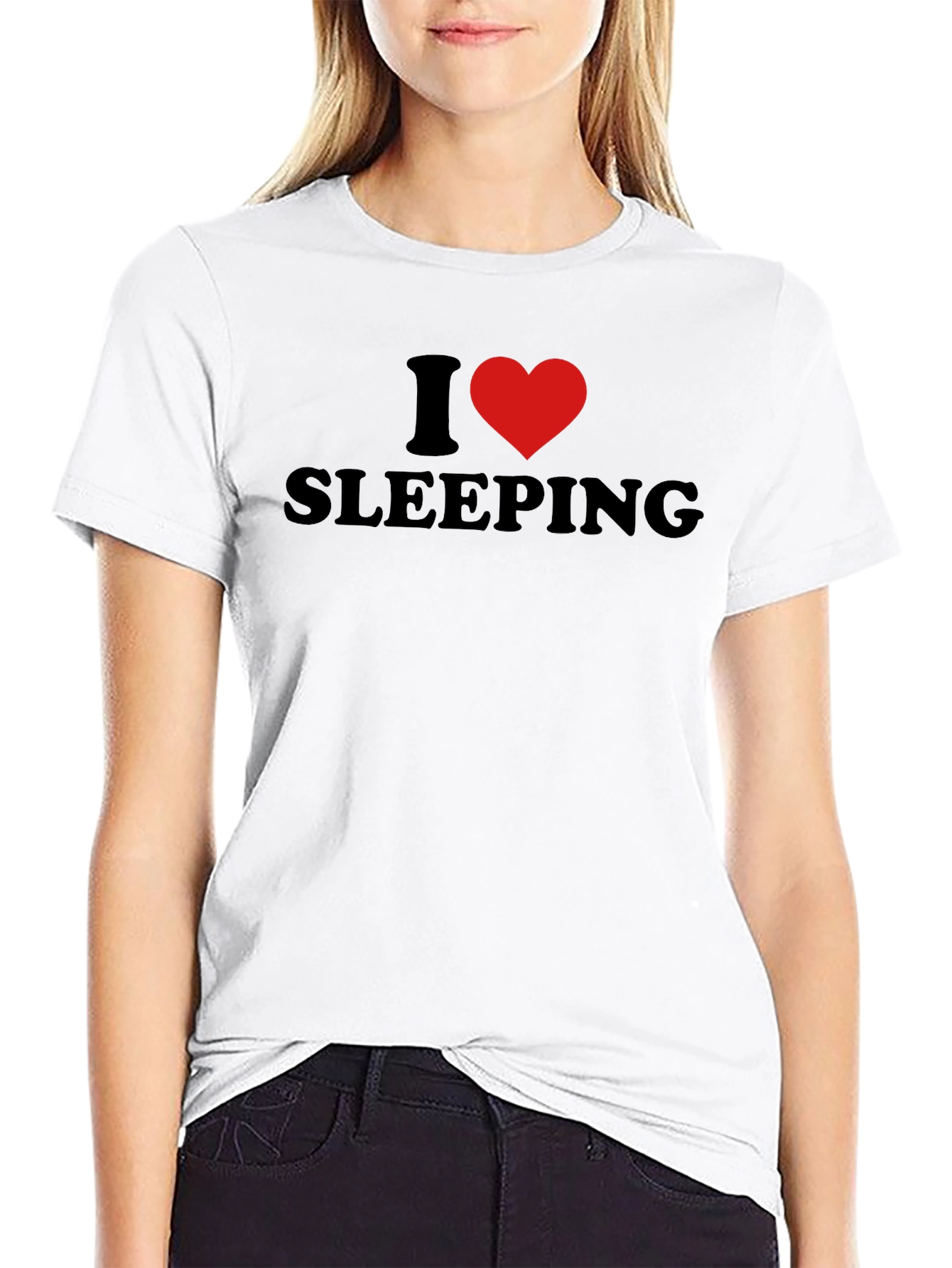 Black I Heart Sleeping Black Graphic T-Shirt view 9