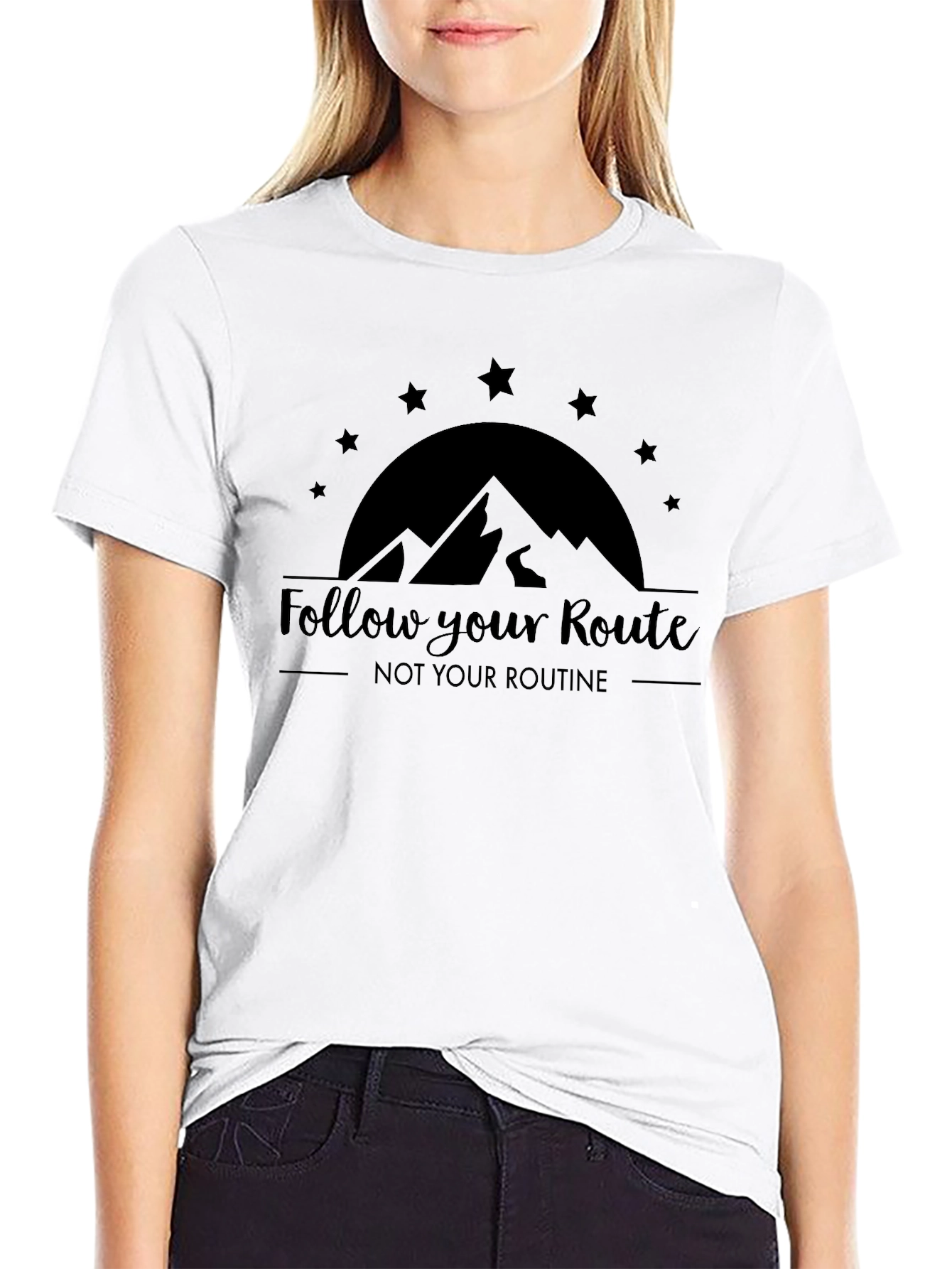Black Follow Your Route Graphic T-Shirt view 9