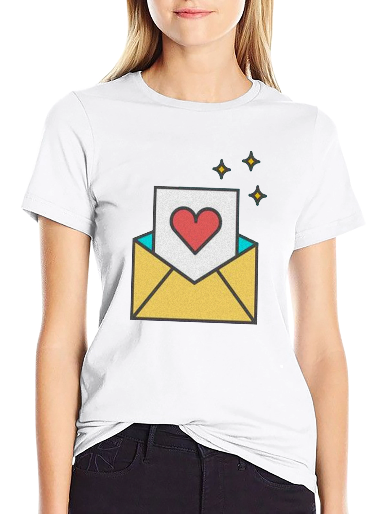 Black Love Letter Graphic T-Shirt - Romantic & Trendy view 9