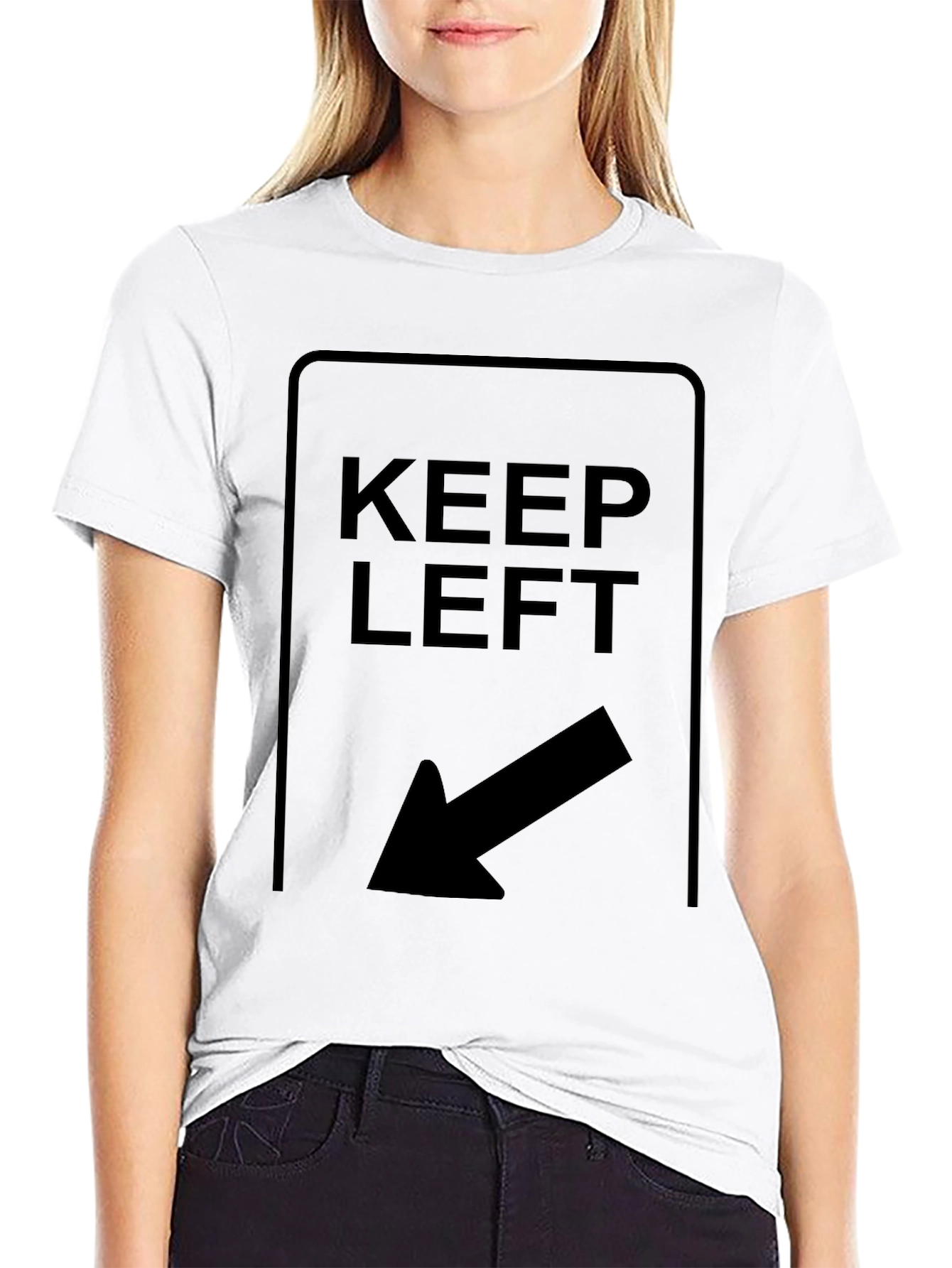 Black Keep Left T-Shirt - Directional Arrow Design view 9