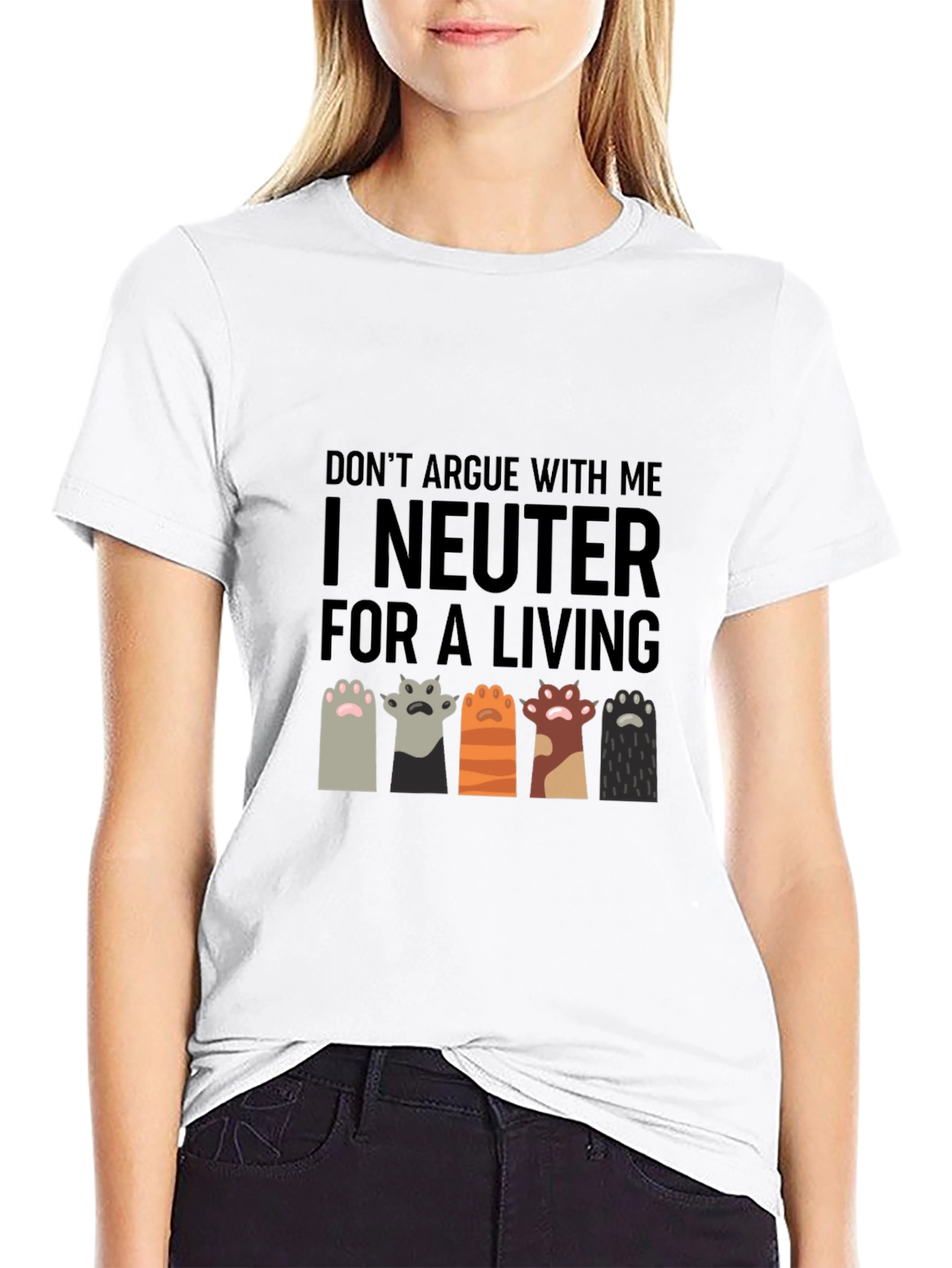 I Neuter for a Living T-Shirt Funny Vet Tech Cat Paw - 9