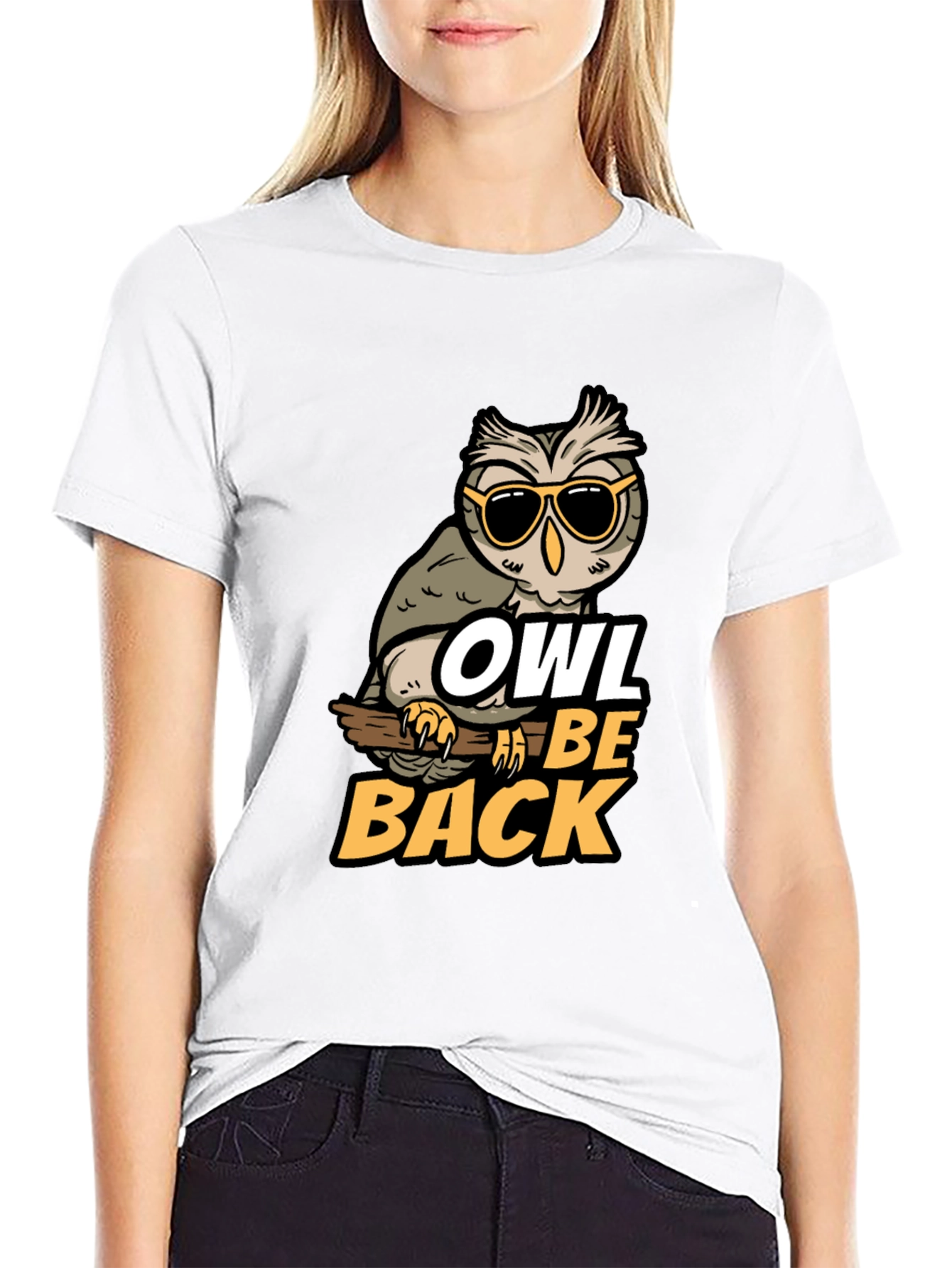 Black Owl Be Back Graphic Tee - Funny Bird Pun T-Shirt view 9