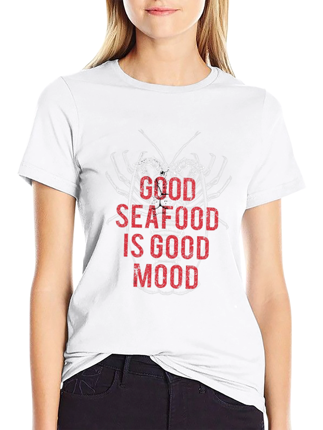 Black Seafood Lover Black T-Shirt: Good Seafood, Good Mood! view 9