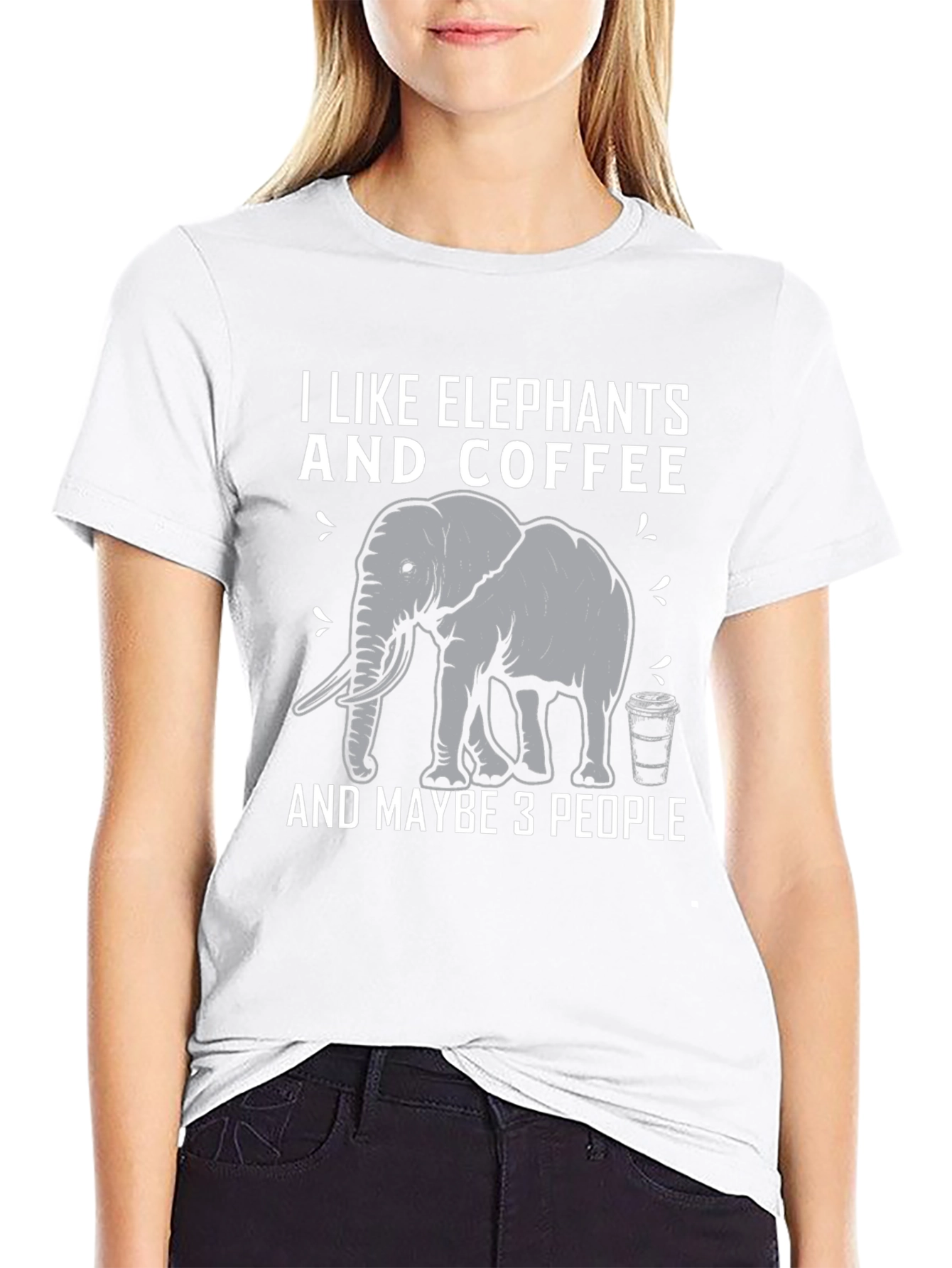Black I Like Elephants and Coffee T-Shirt view 9
