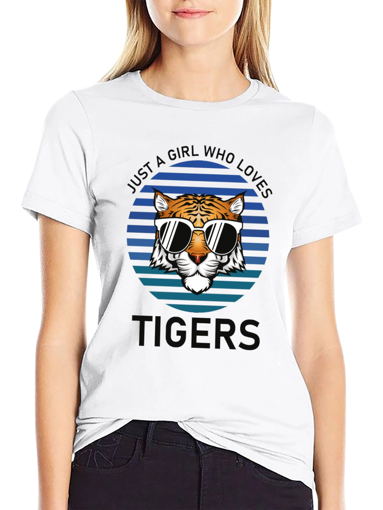 Black Just A Girl Who Loves Tigers T-Shirt view 9