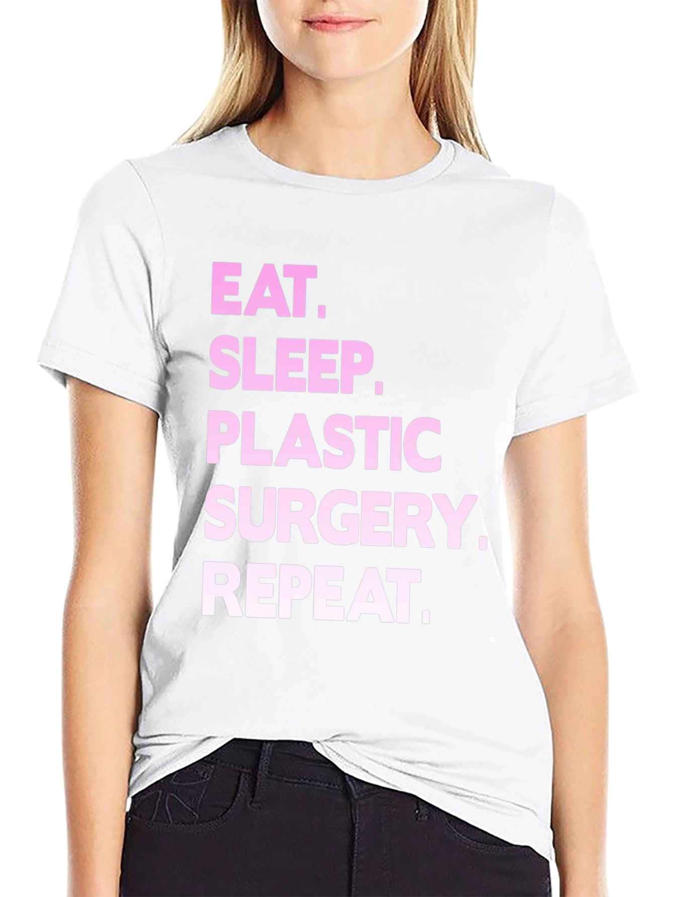 Black Eat Sleep Plastic Surgery Repeat Black T-Shirt view 9