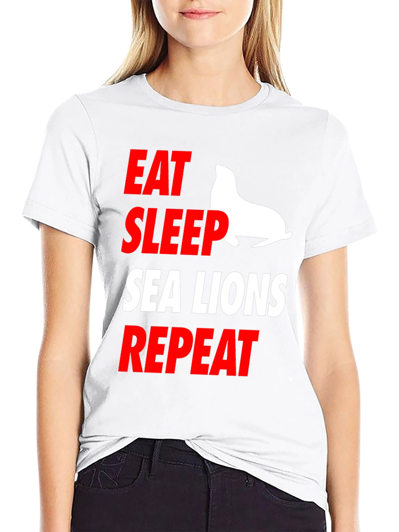 Black Eat Sleep Sea Lions Repeat Graphic Tee view 9
