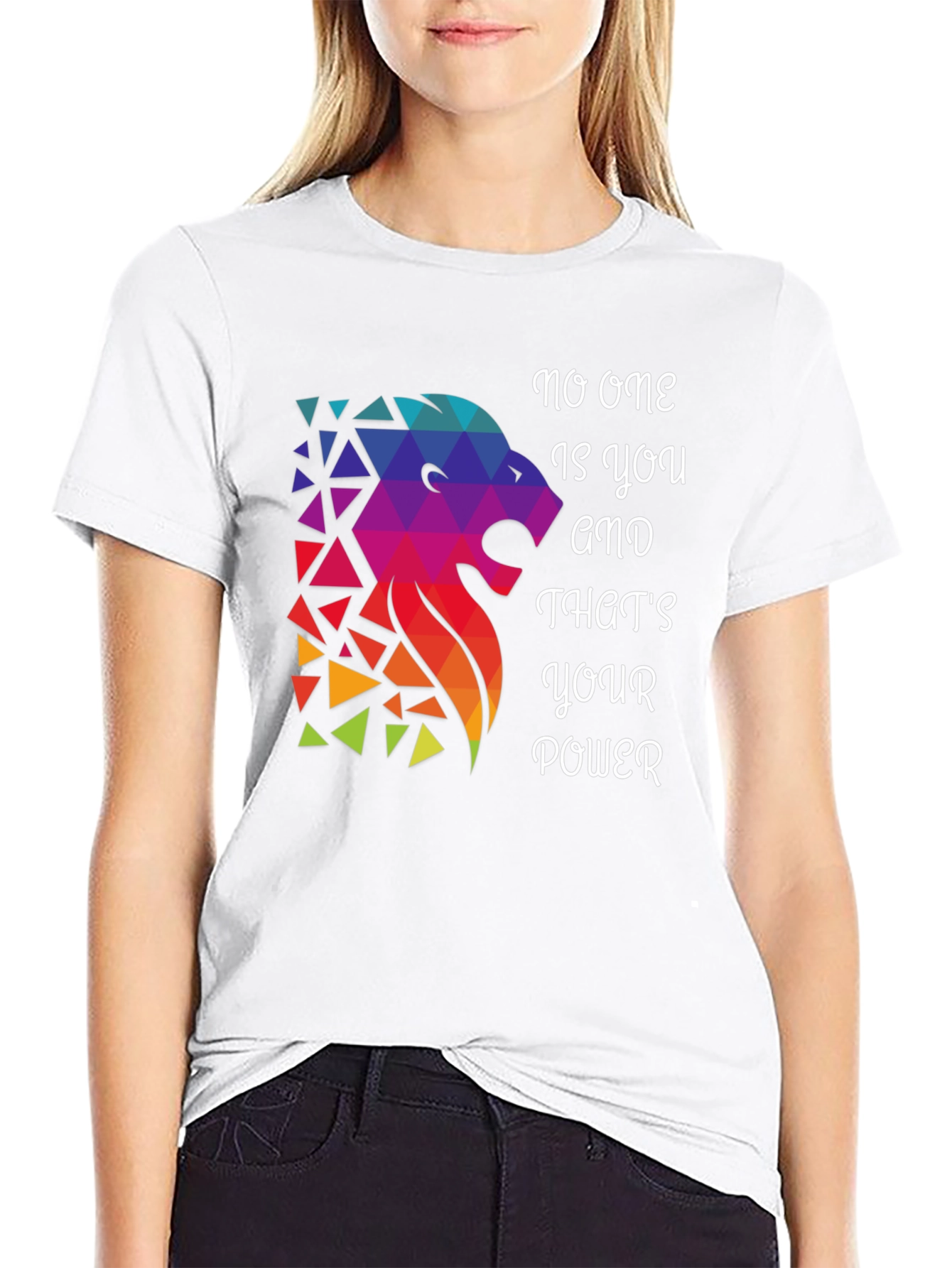 Black Geometric Lion Graphic T-Shirt - Motivational Design view 9