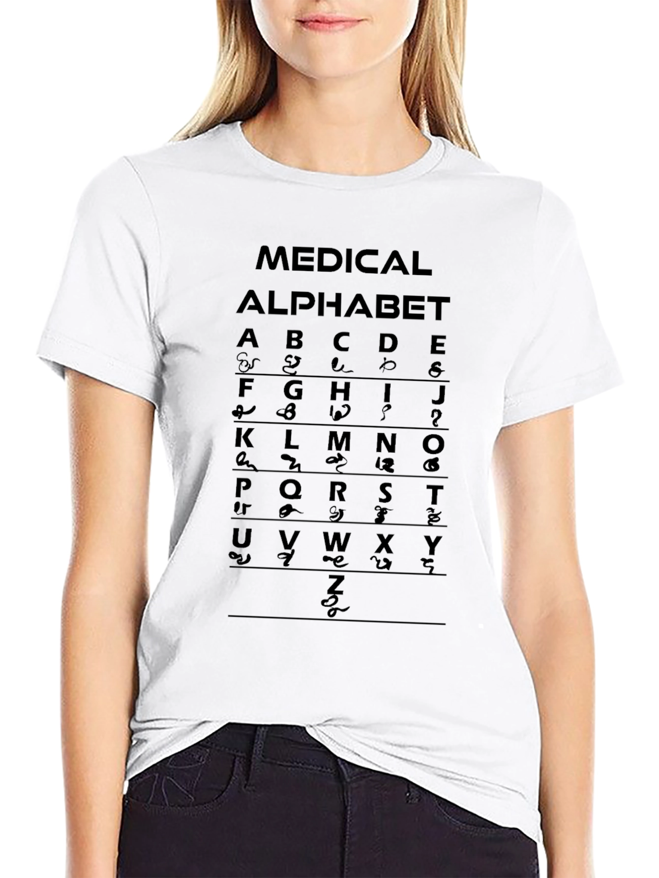 Black Medical Alphabet Black T-Shirt view 9
