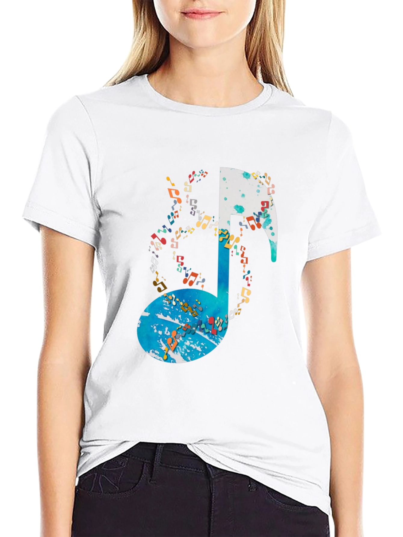 Black Musical Note Graphic Tee view 9