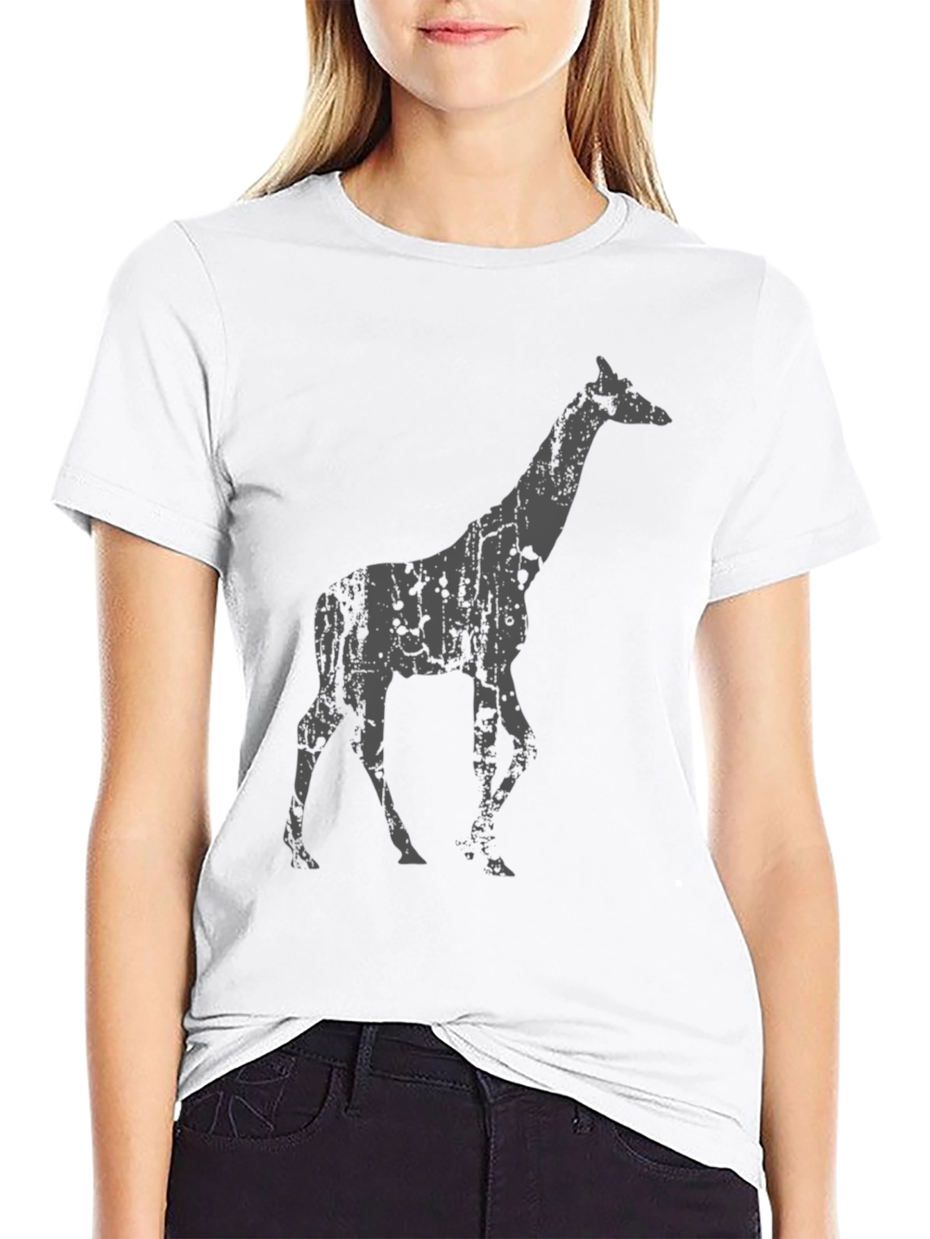 Black Giraffe Graphic Black T-Shirt view 9