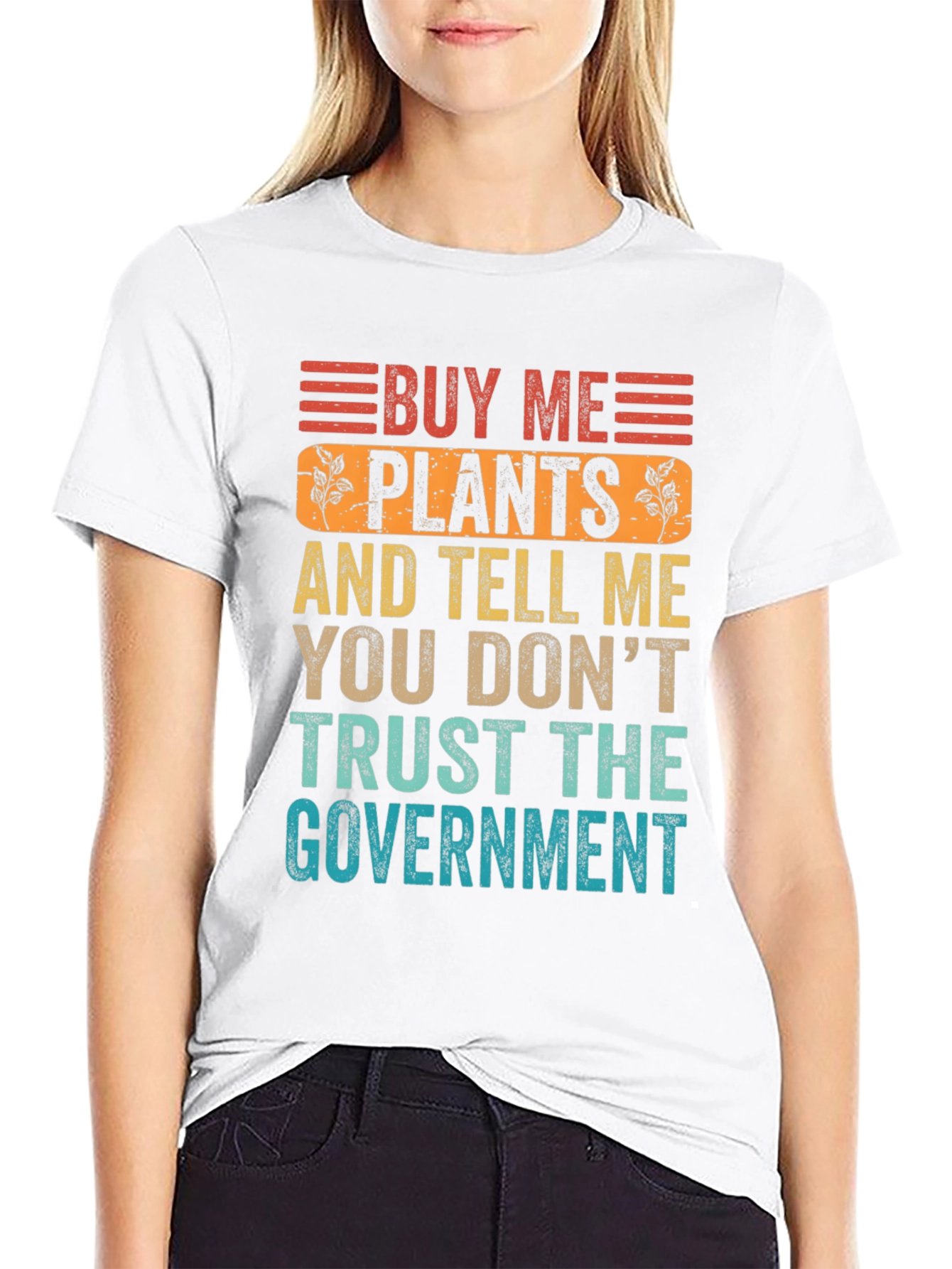 Black Buy Me Plants Funny Sarcastic Graphic T-Shirt view 9