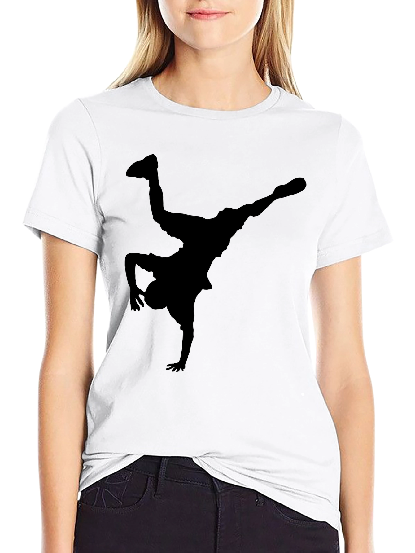 Black Breakdancer Silhouette Graphic Tee - Black view 9