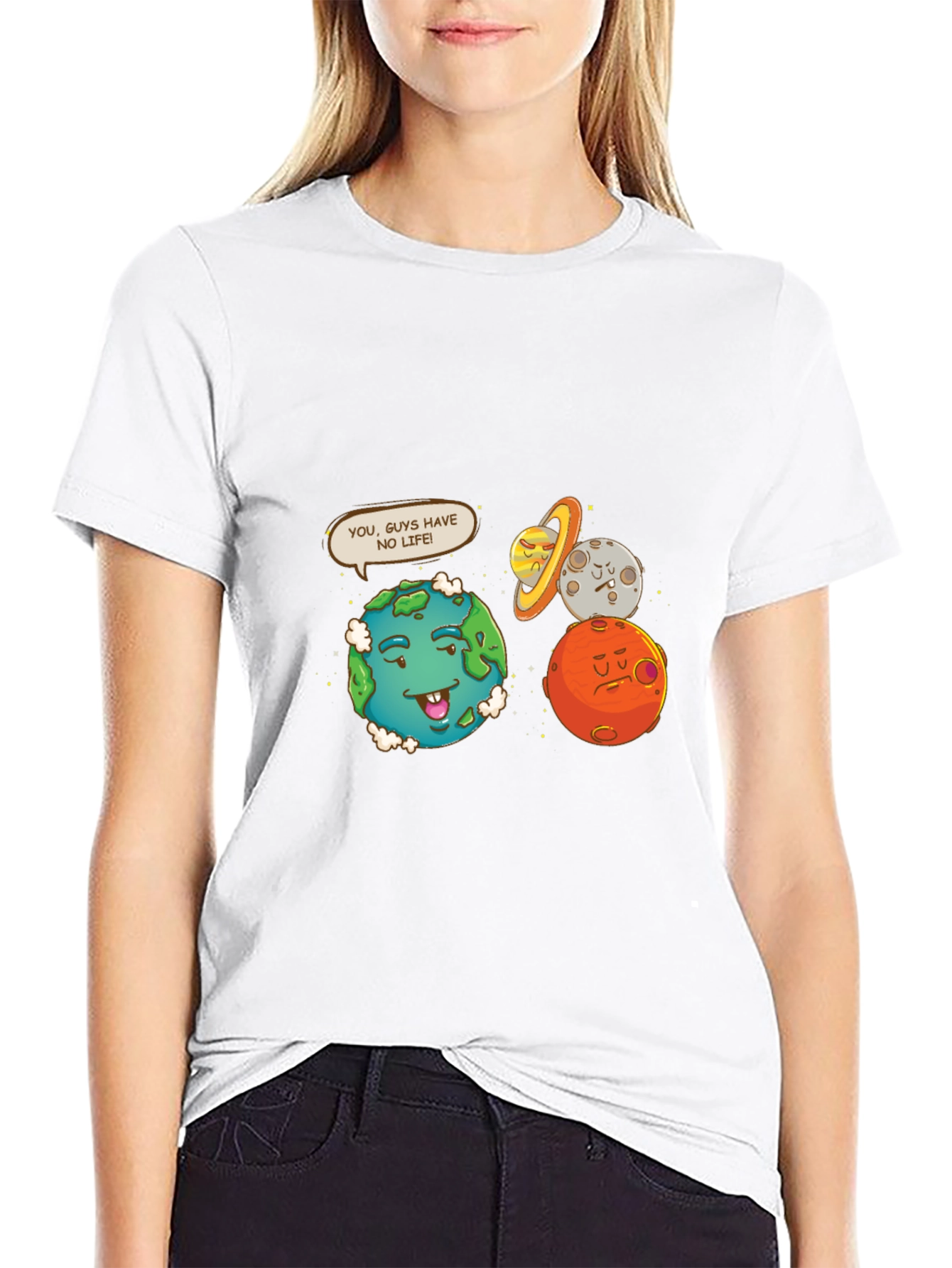 Black Funny Planet Graphic Tee - No Life Earth Cartoon view 9