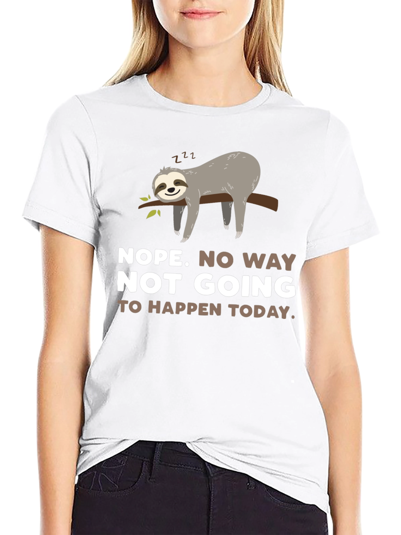 Black Nope Sloth Graphic T-Shirt view 9