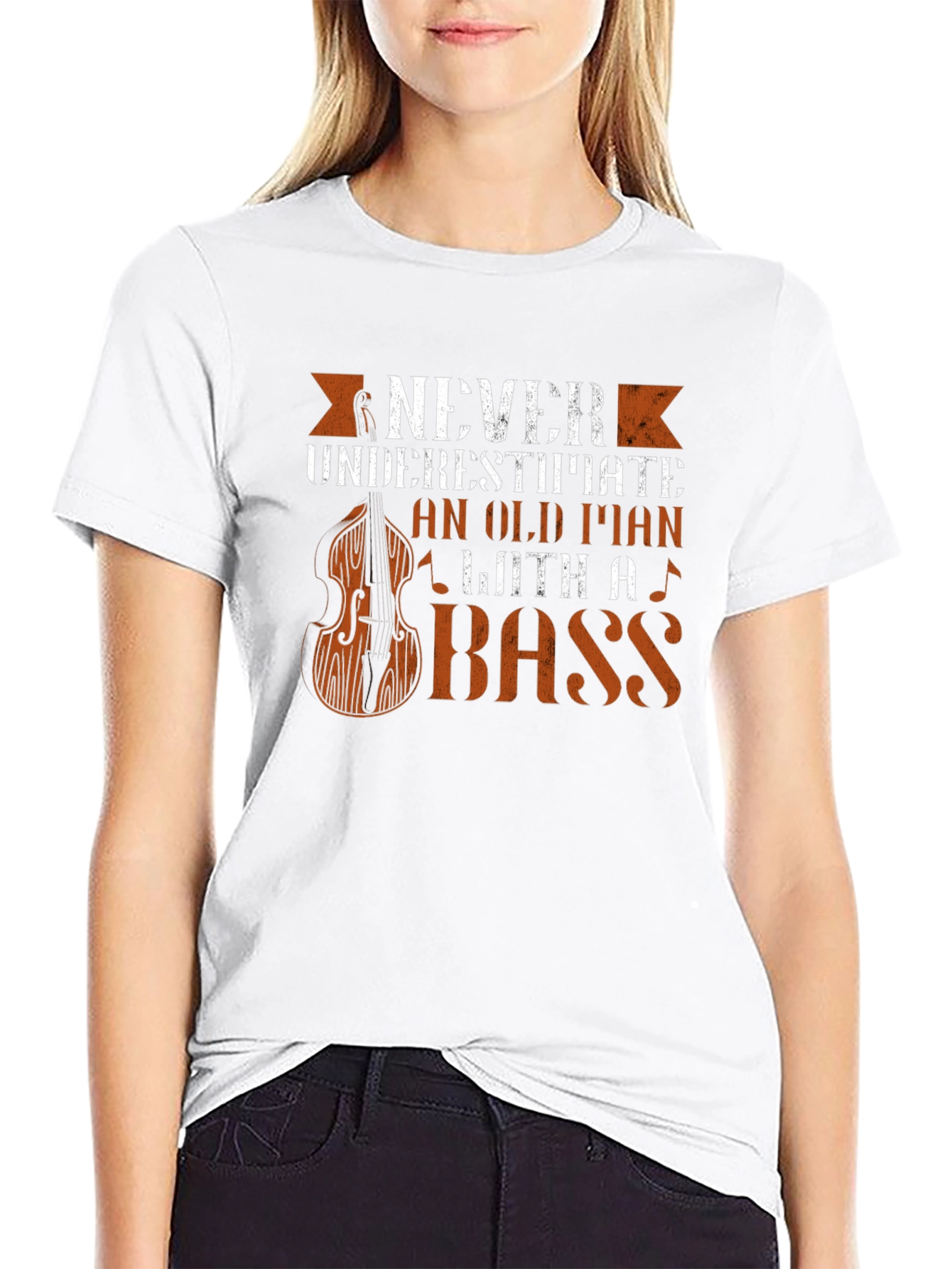 Black Never Underestimate Old Man Bass Guitar T-Shirt view 9